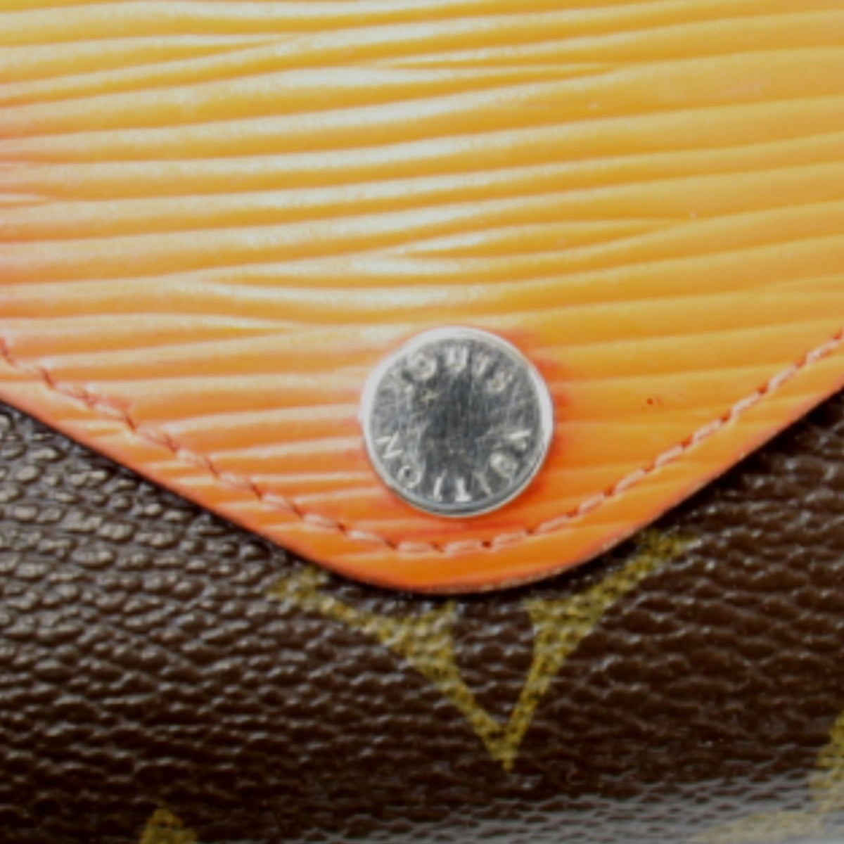 Louis Vuitton Brown Monogram Orange Monogram Epi Leather Wallet (Tri-Fold) (Pre-Owned)