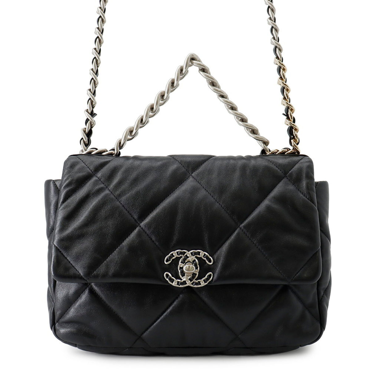 Chanel Black Leather Handbag Shoulder Bag (Pre-Owned)