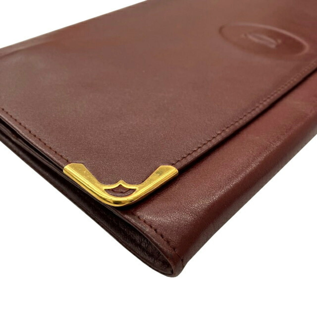 Cartier Bordeaux Leather Clutch Bag (Pre-Owned)