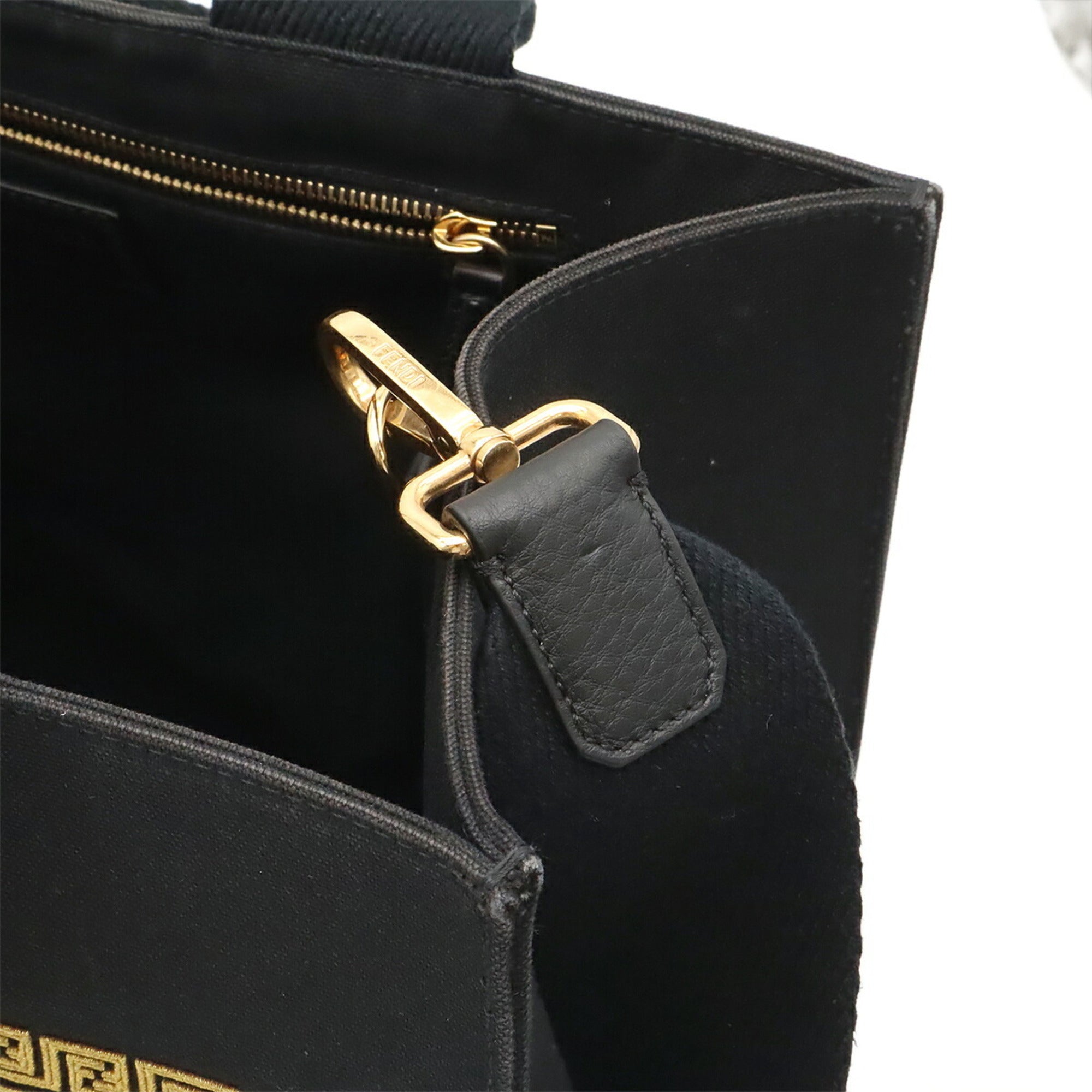 Fendi Black Gold Canvas Shoulder Bag Tote Bag (Pre-Owned)