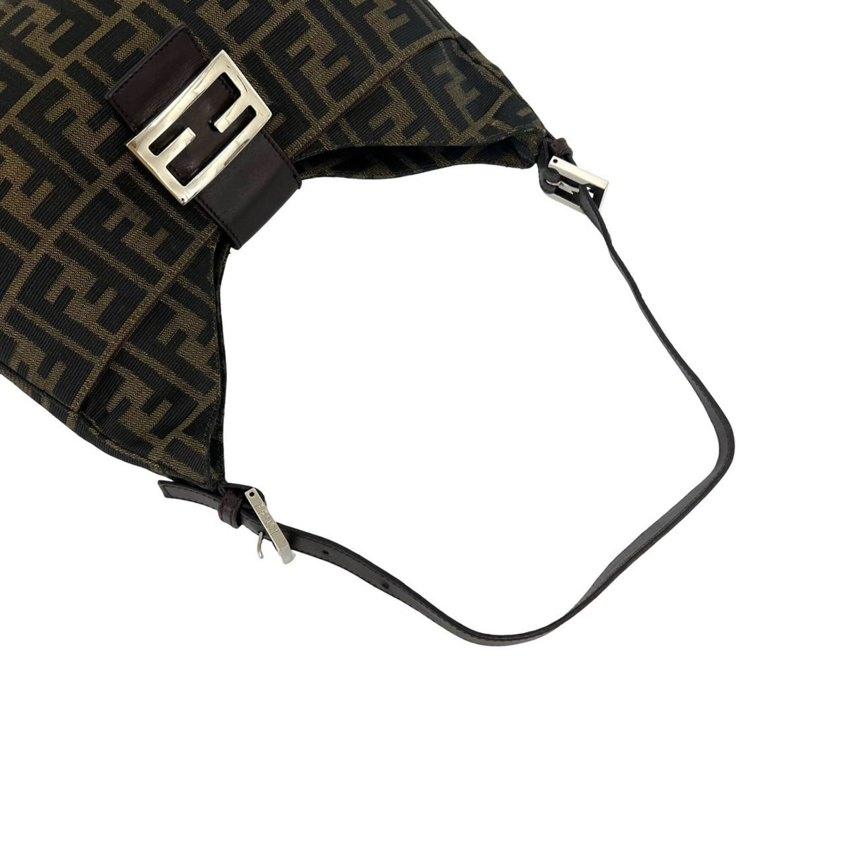 Fendi Black Brown Canvas Leather Handbag Shoulder Bag (Pre-Owned)