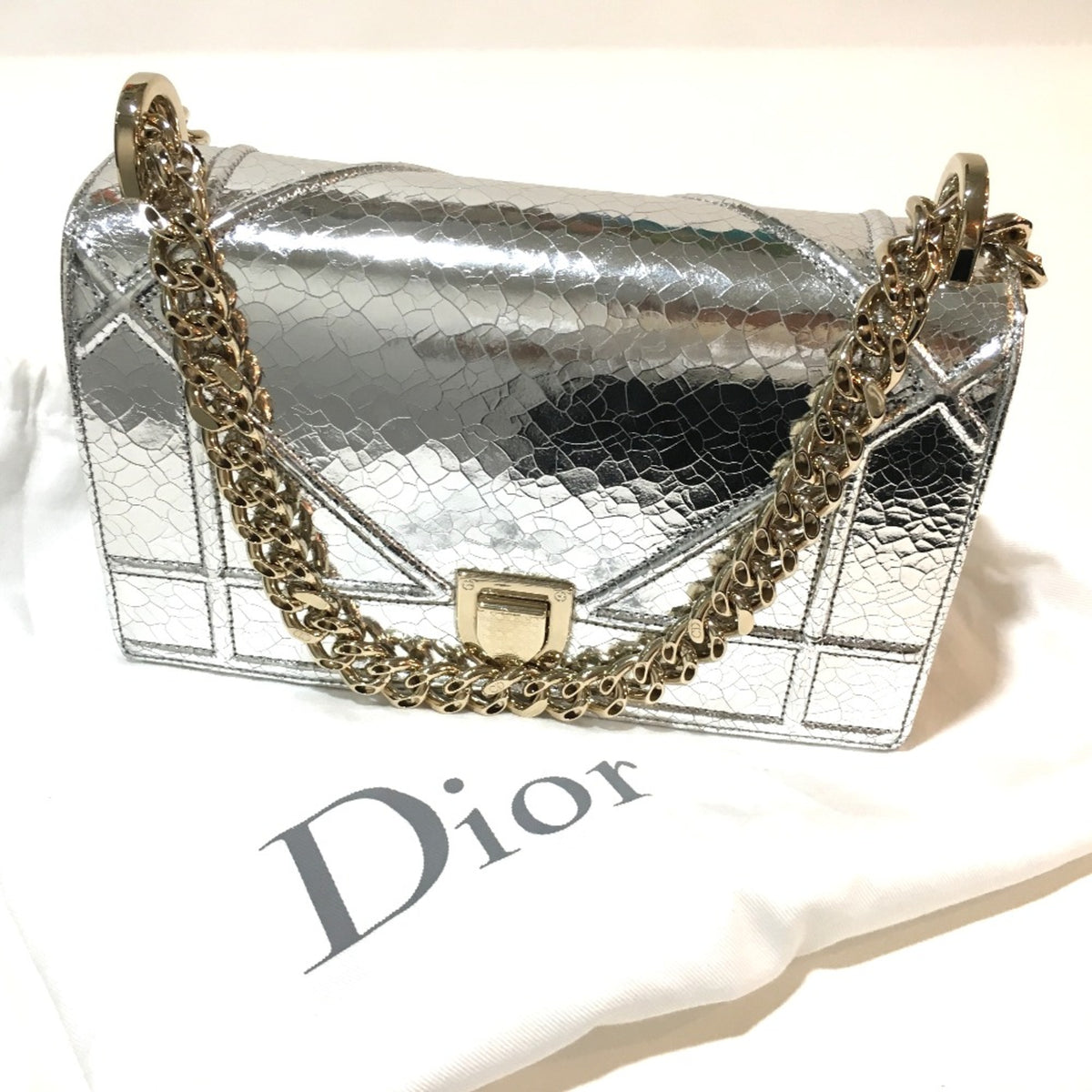 Christian Dior Silver Leather Shoulder Bag (Pre-Owned)