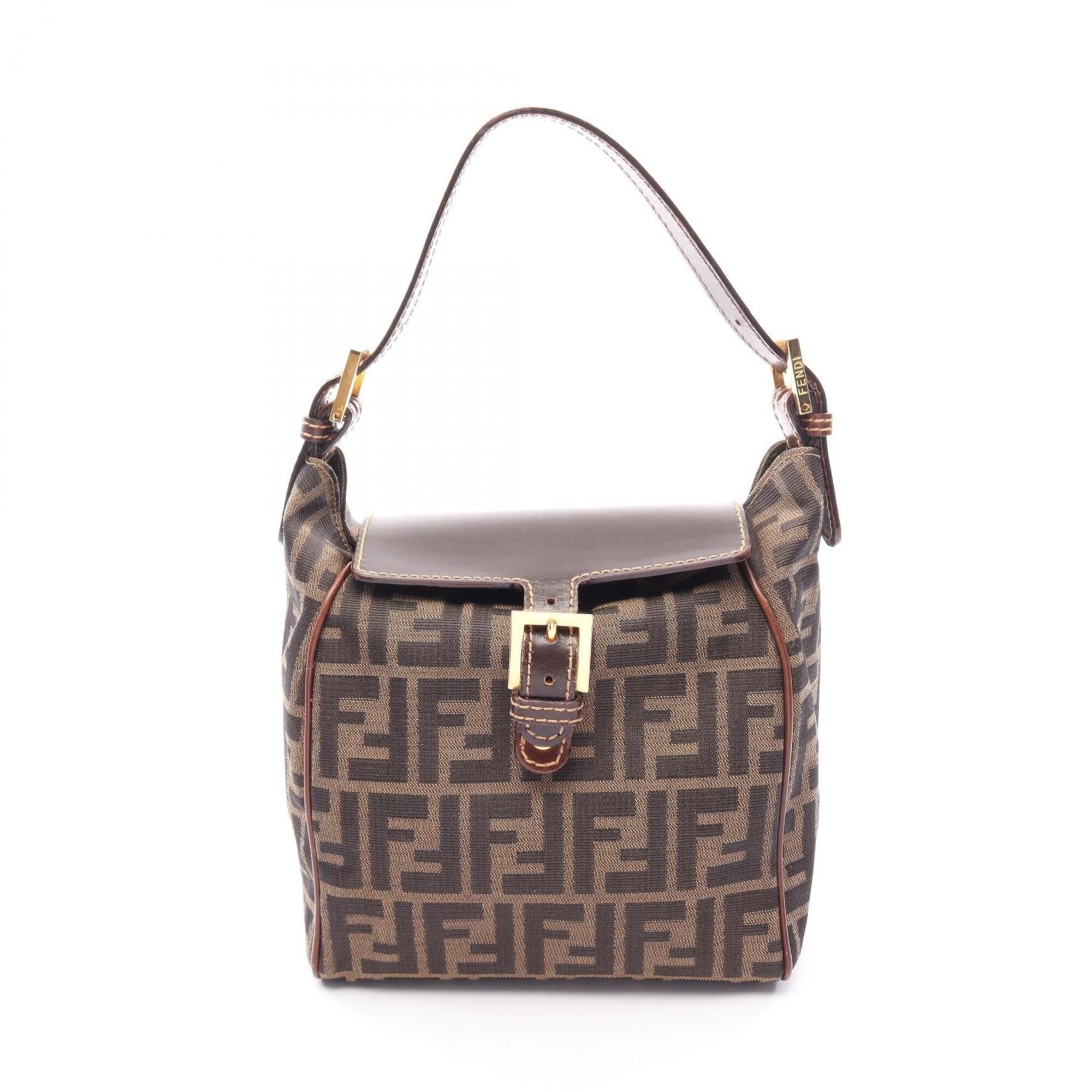 Fendi Zucca Brown Canvas Leather Handbag (Pre-Owned)