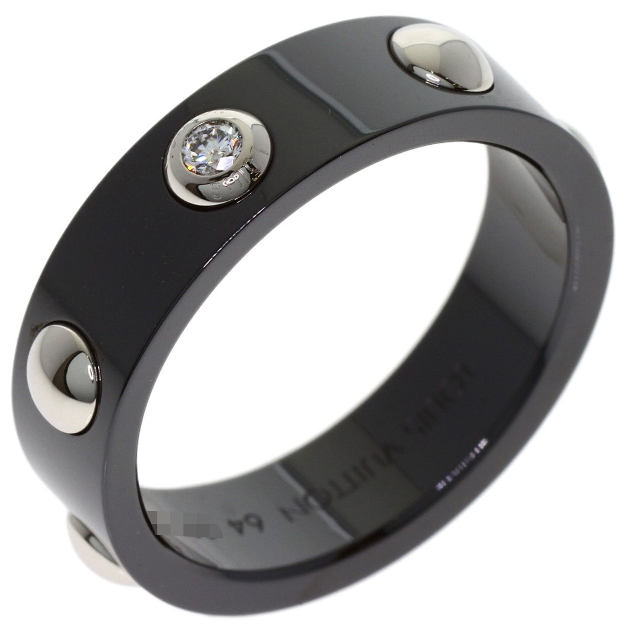 Louis Vuitton Ceramic Platinum 950 Band Ring (Pre-Owned)