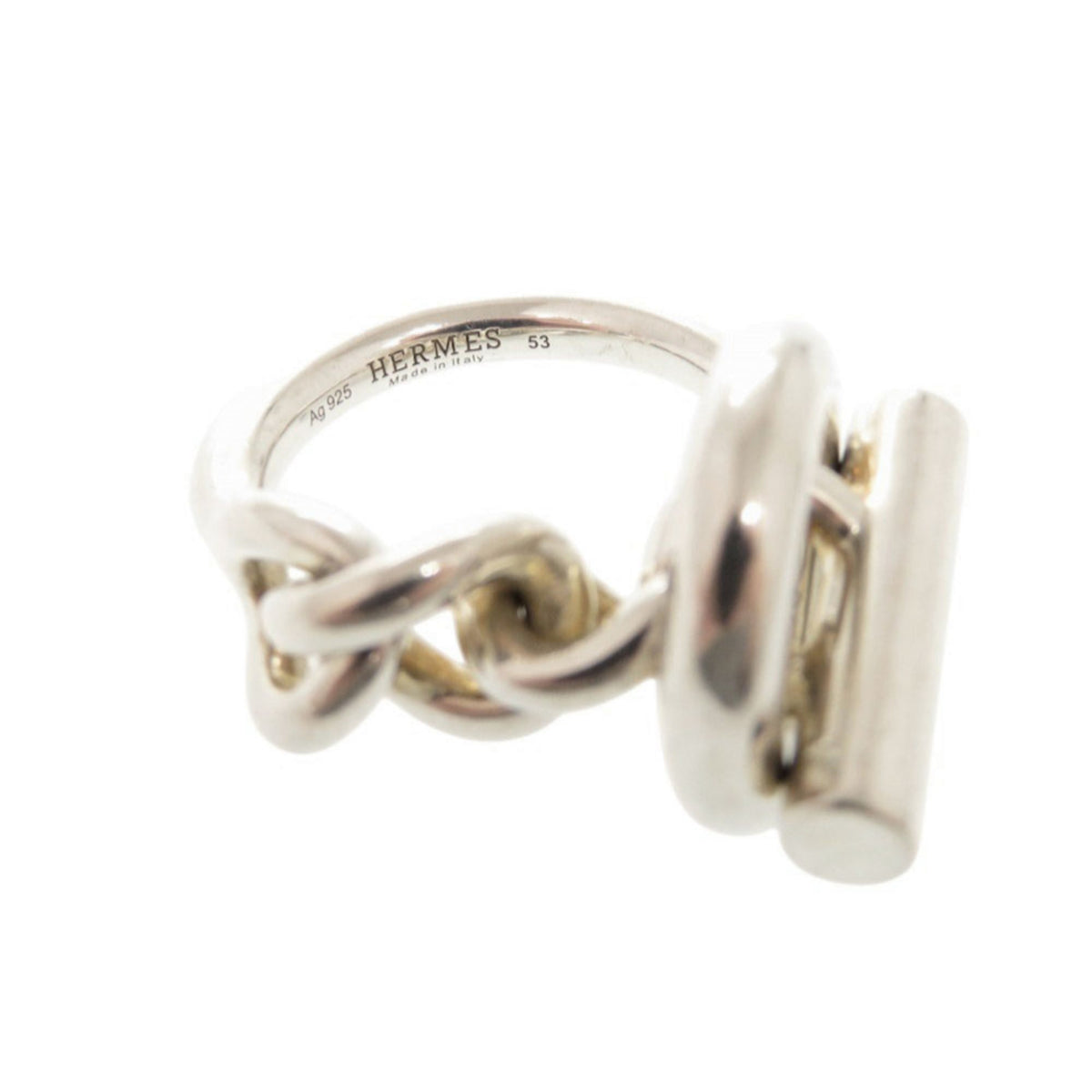 Hermes Silver Silver 925 Band Ring (Pre-Owned)