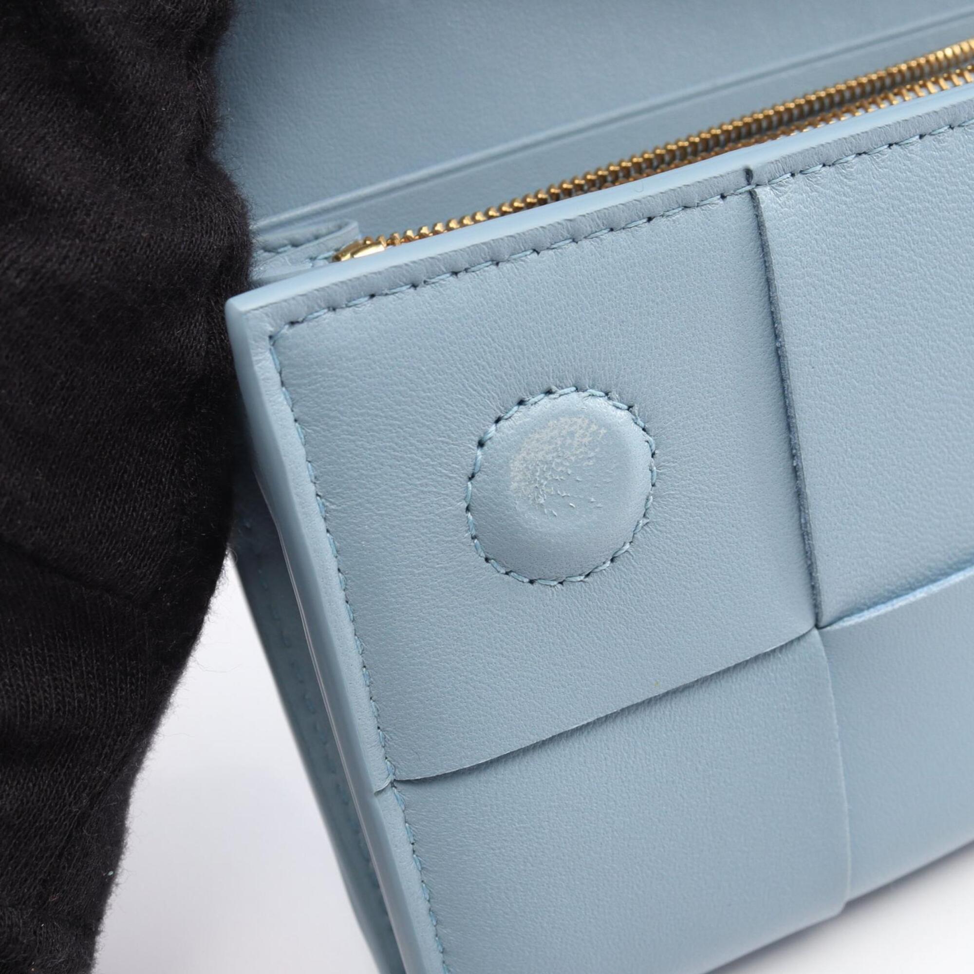 Bottega Veneta Blue Leather Long Wallet (Bi-Fold) (Pre-Owned)