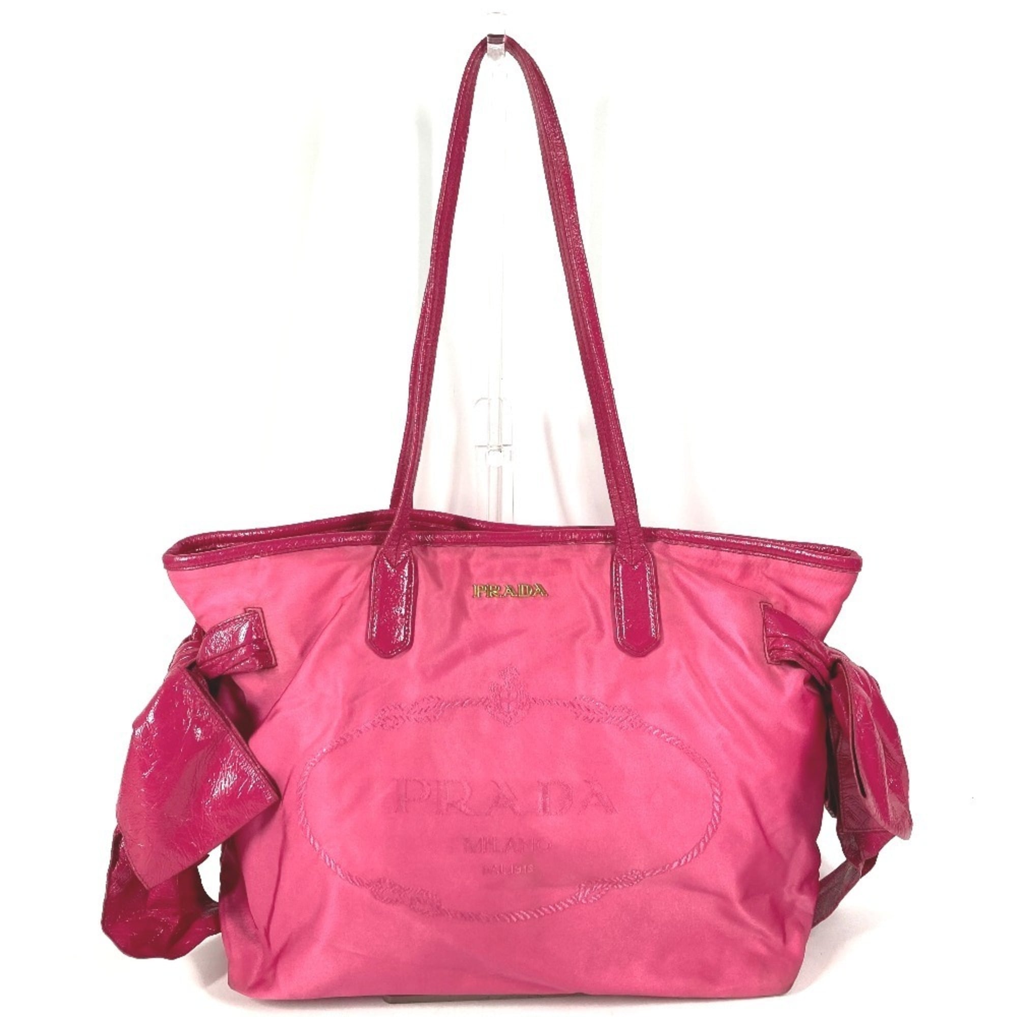 Prada Pink Nylon Shoulder Bag Tote Bag (Pre-Owned)