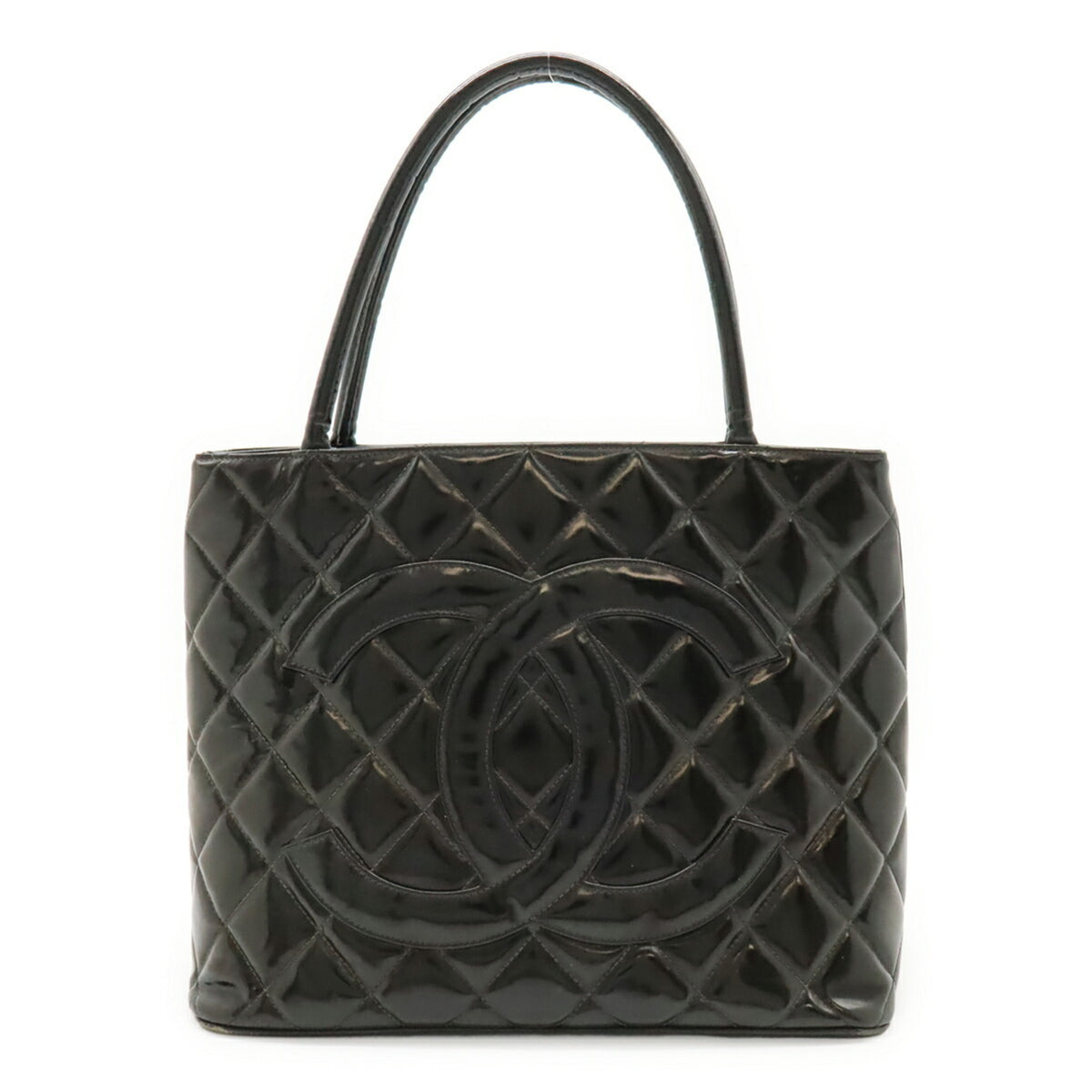 Chanel Black Patent Leather Shoulder Bag Tote Bag (Pre-Owned)