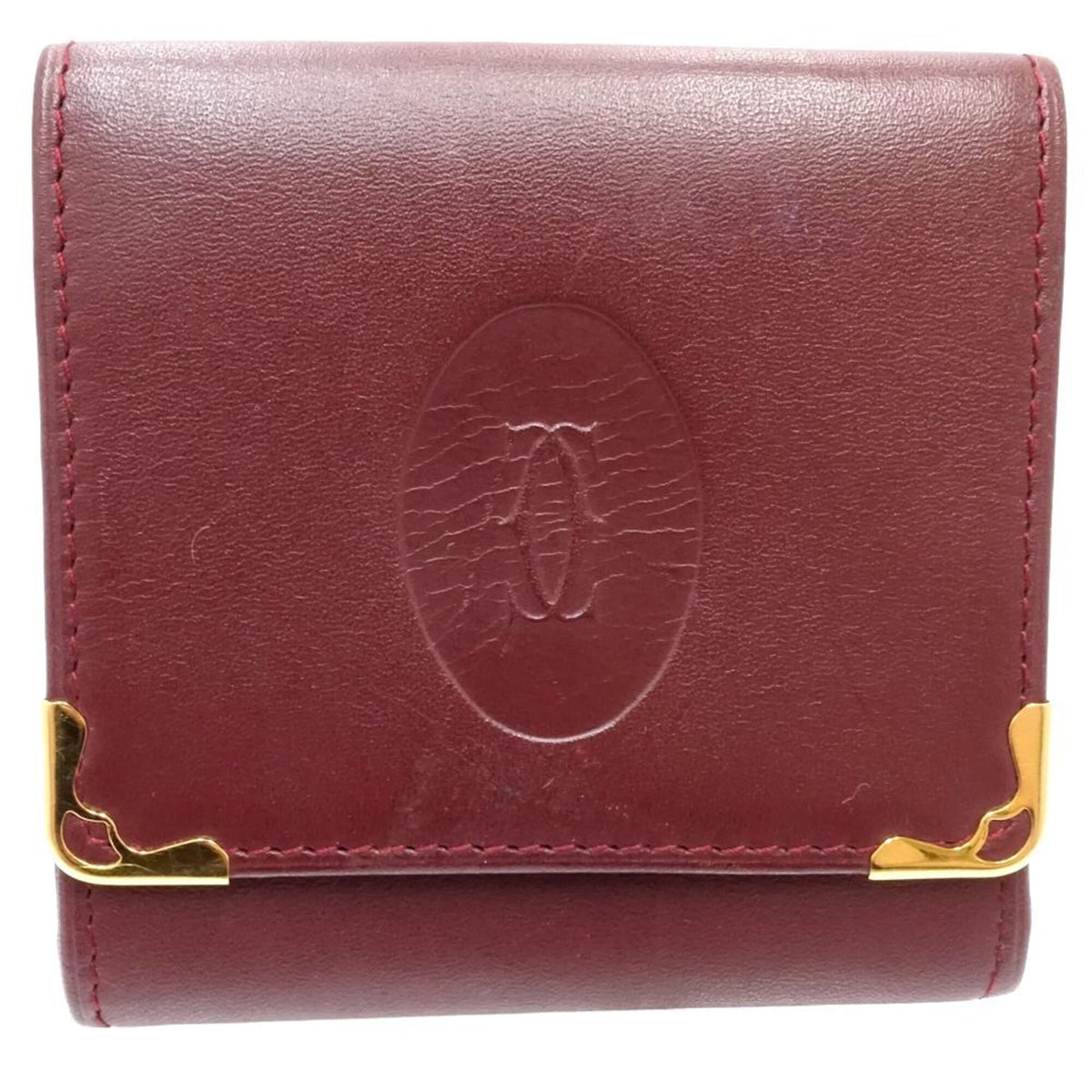Cartier Must Bordeaux Leather Coin Purse/Coin Case (Pre-Owned)