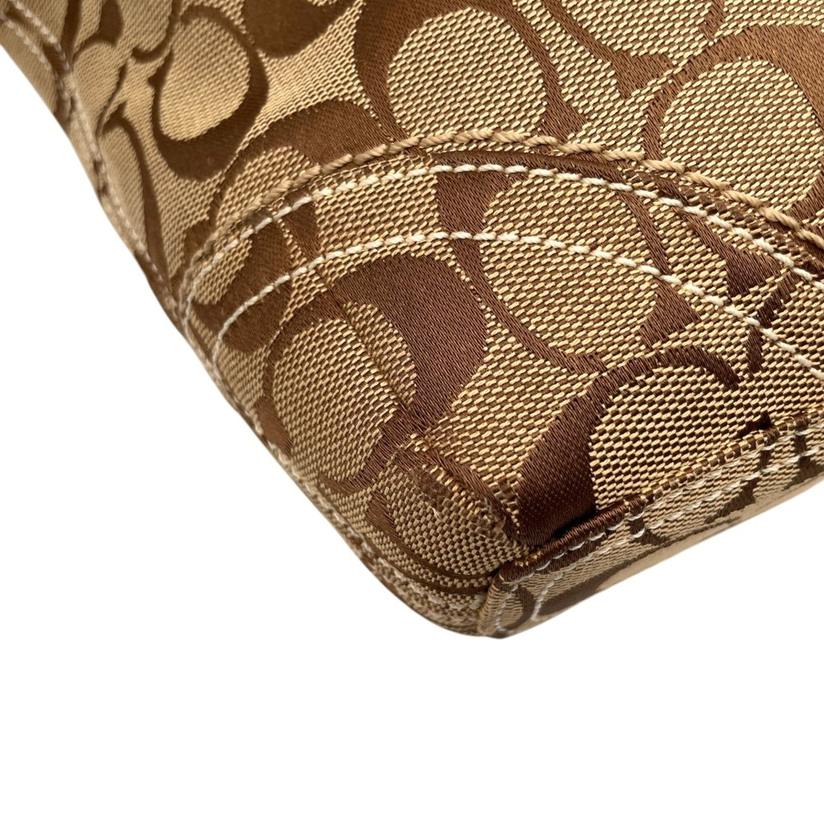 Coach Beige Light Brown Canvas Leather Shoulder Bag (Pre-Owned)