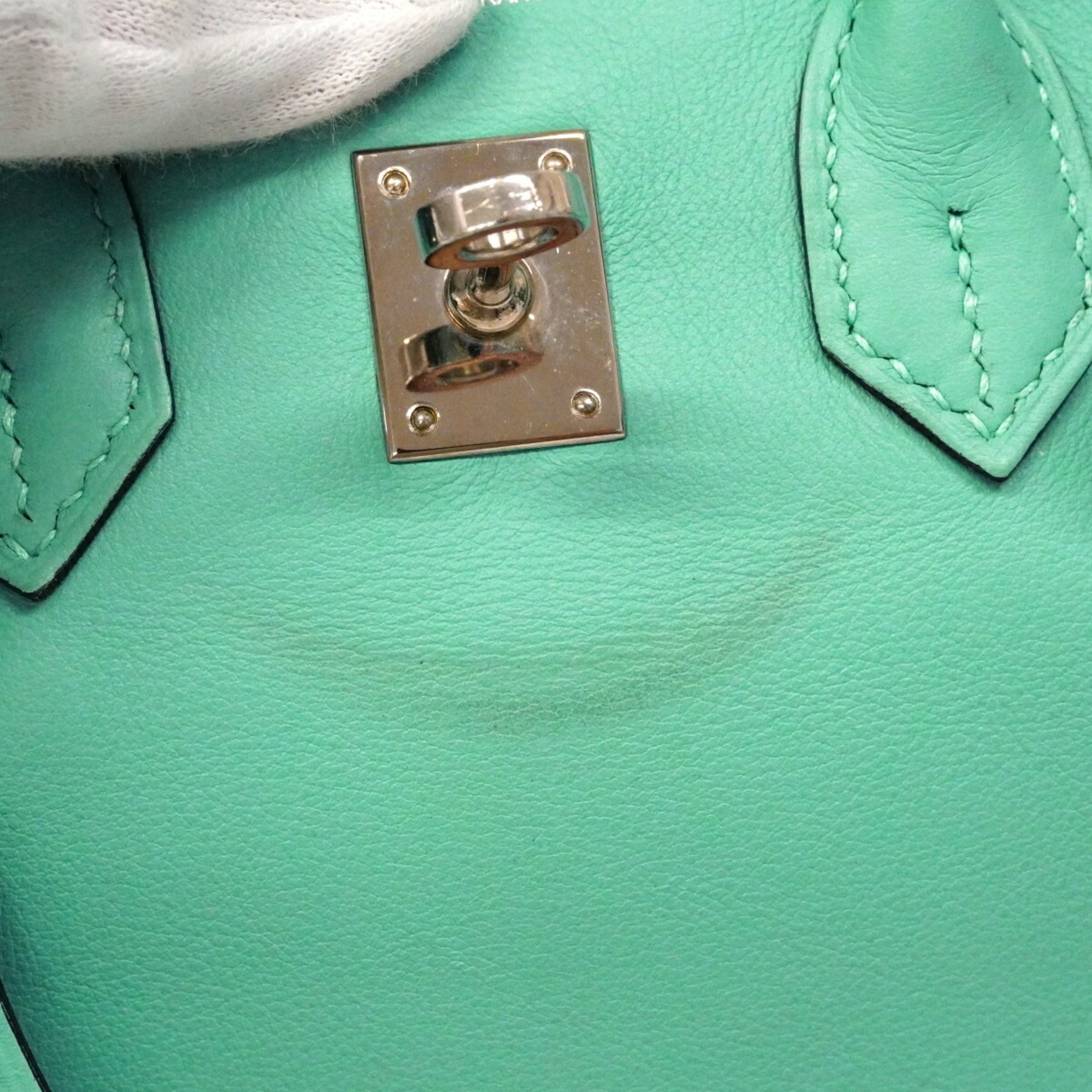 Hermes Blue Atoll Swift Leather Handbag (Pre-Owned)
