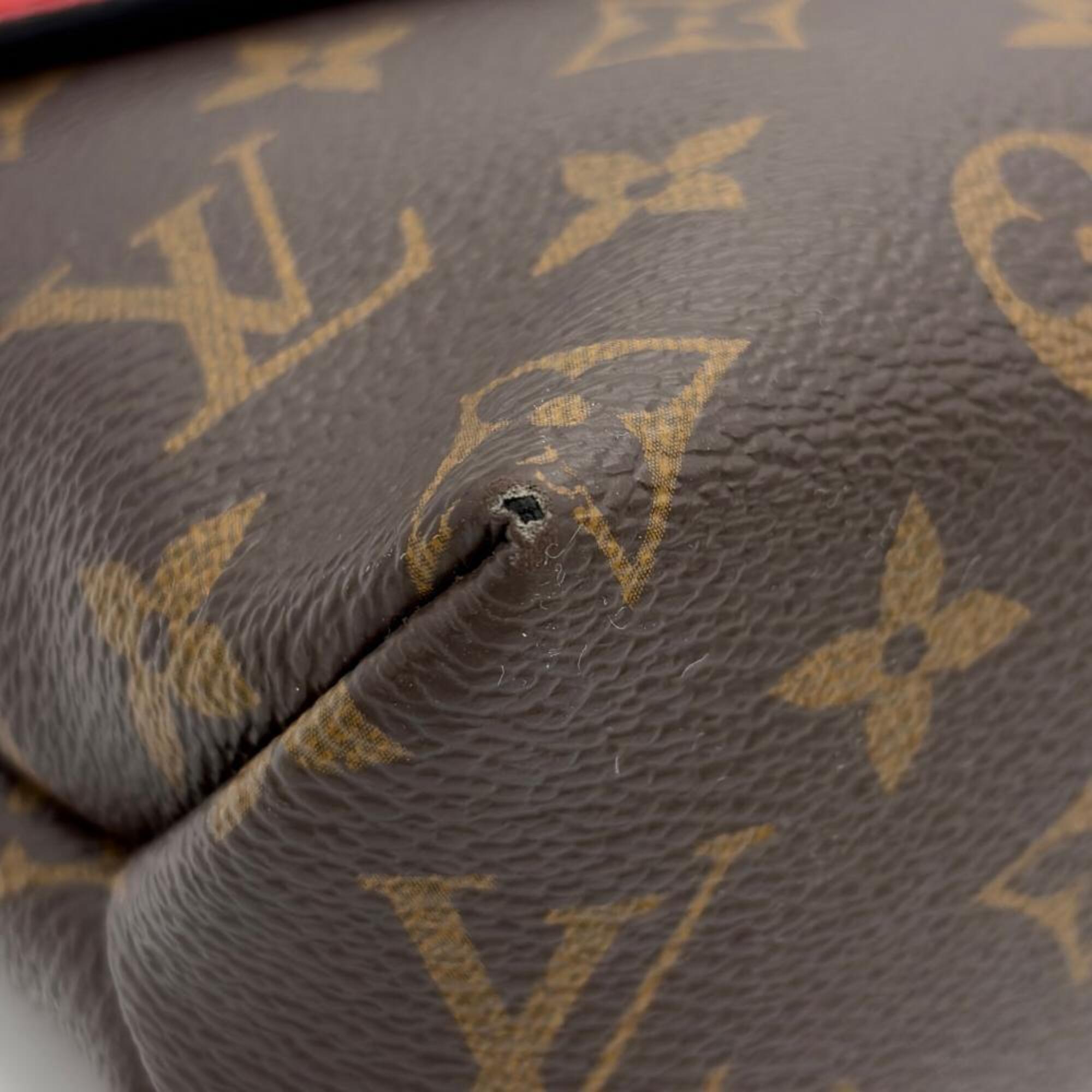 Louis Vuitton Brown Cerise Red Color Monogram Canvas Shoulder Bag (Pre-Owned)