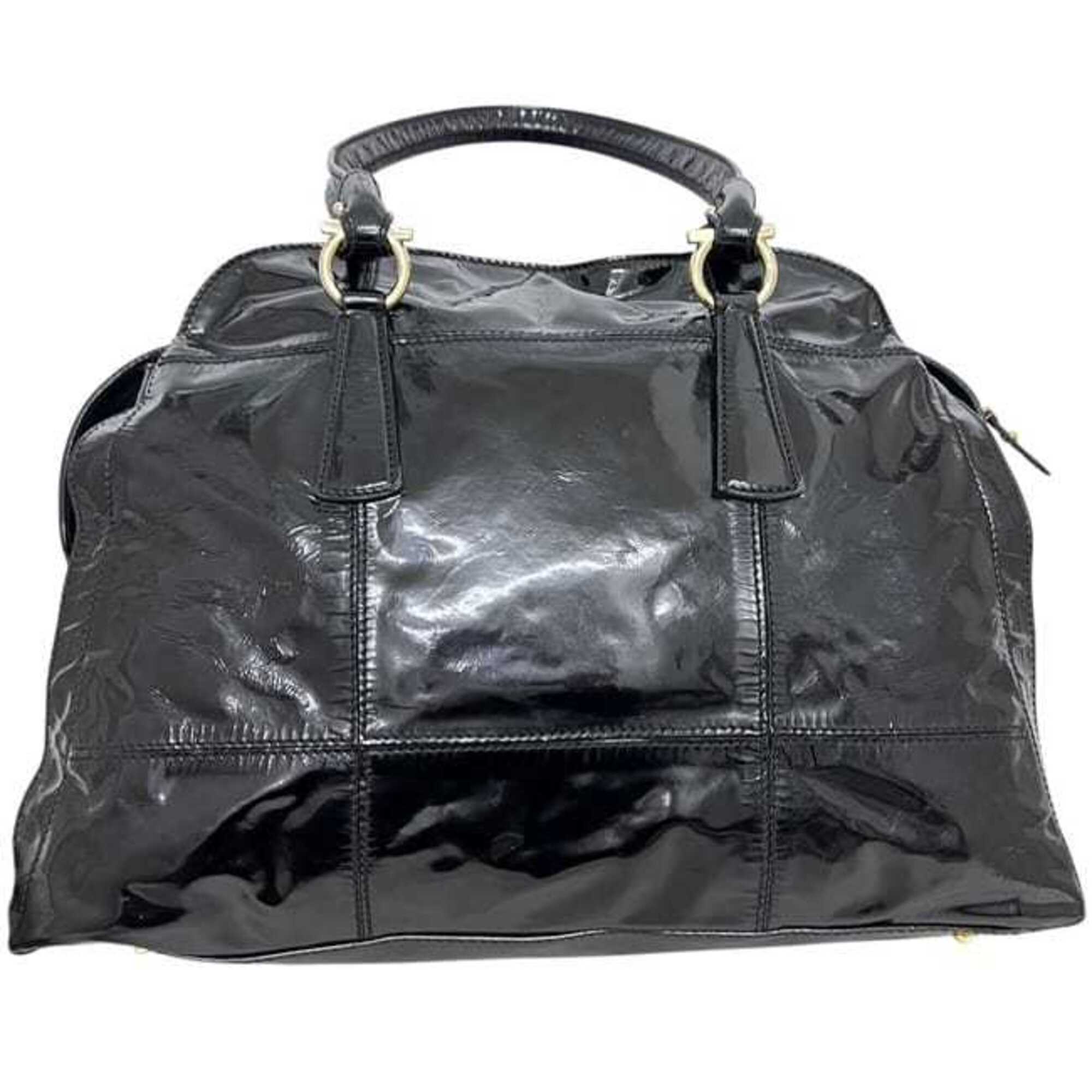 Salvatore Ferragamo Black Patent Leather Tote Bag (Pre-Owned)