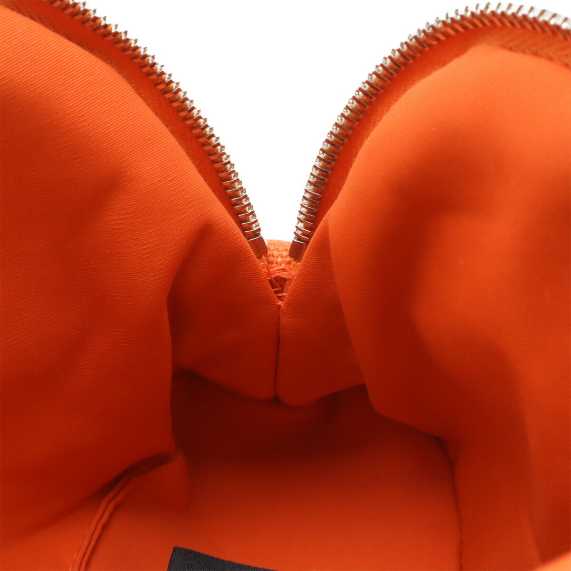 Hermes Natural Orange Cotton Canvas Leather Handbag (Pre-Owned)