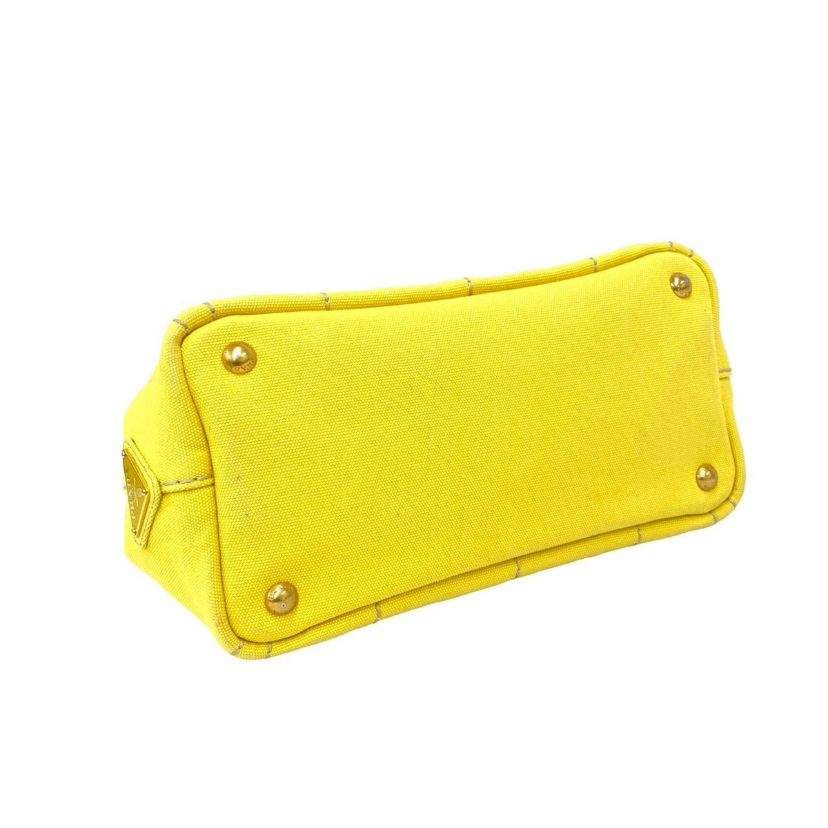Prada Yellow Canvas Handbag Shoulder Bag Tote Bag (Pre-Owned)