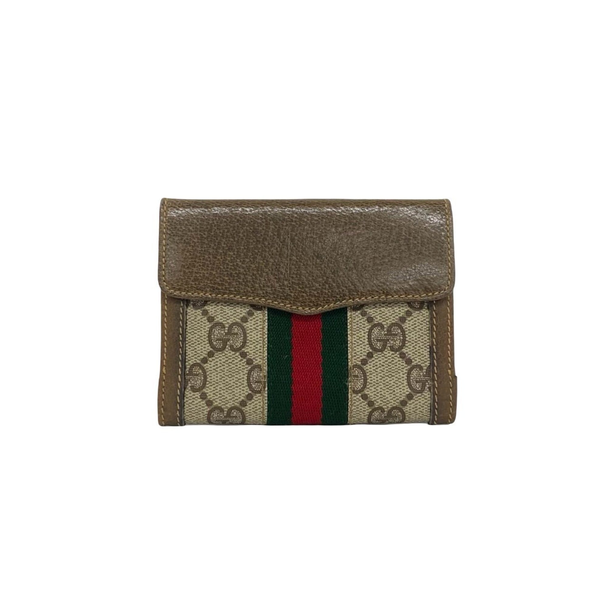 Gucci Brown Green Red Color Leather Pvc Wallet (Bi-Fold) (Pre-Owned)
