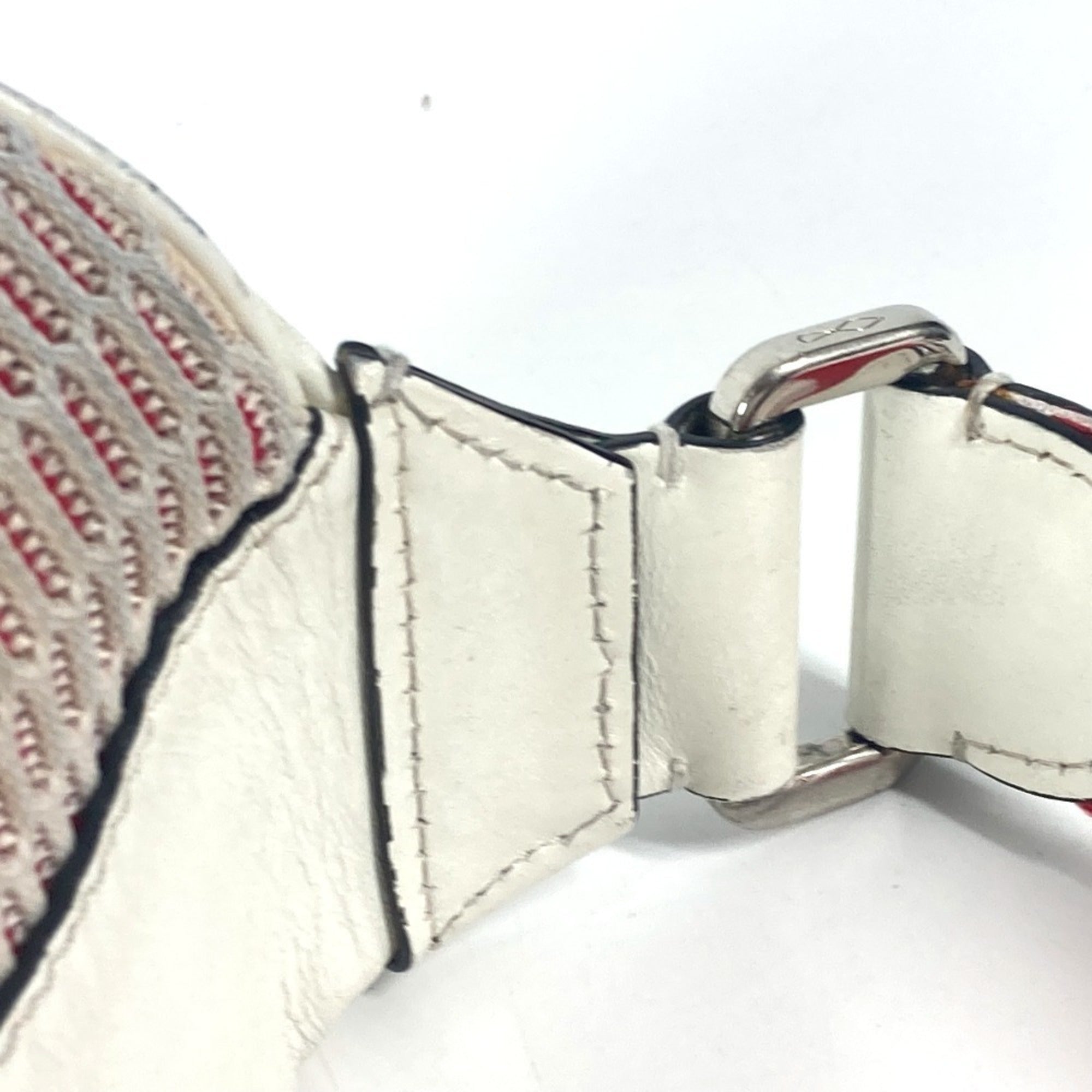 Christian Louboutin Red Color White Leather Shoulder Bag Sling Bag (Pre-Owned)