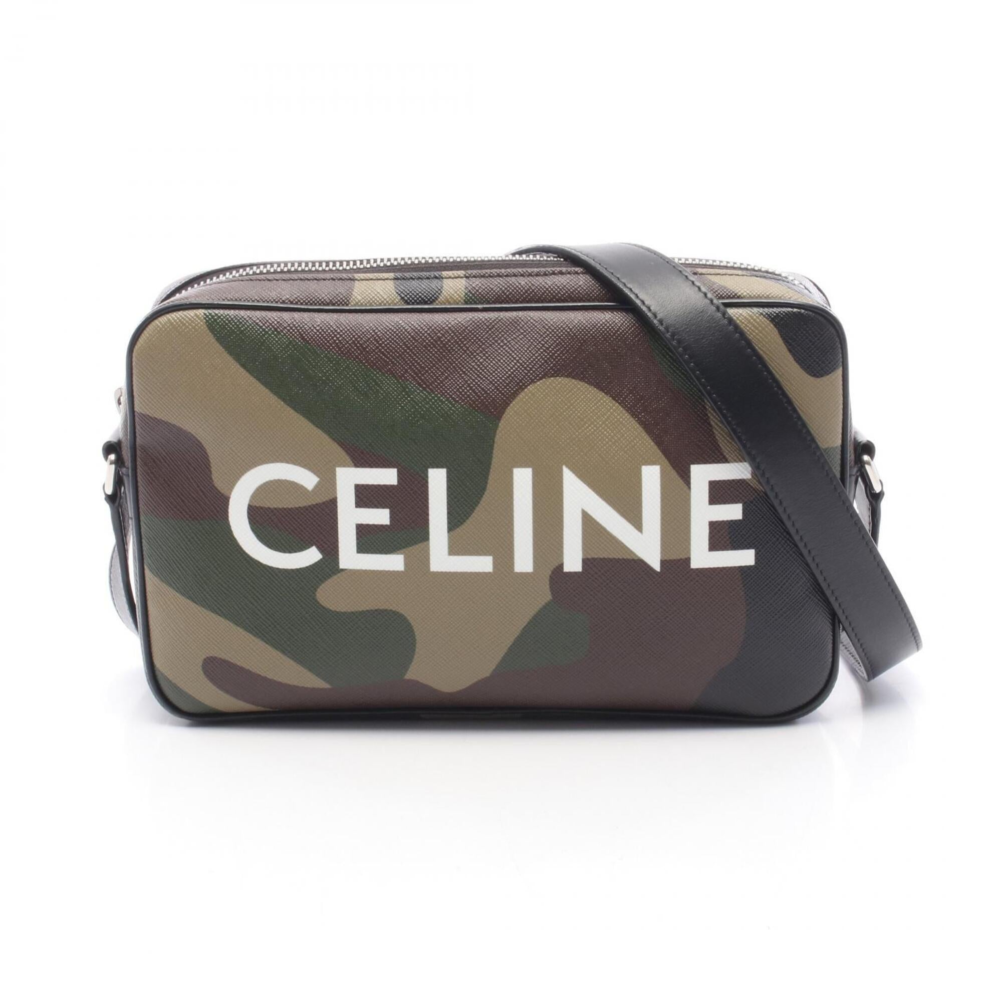 Celine Black Khaki Multi-Color Coated Canvas Leather Handbag Messenger Bag Shoulder Bag (Pre-Owned)