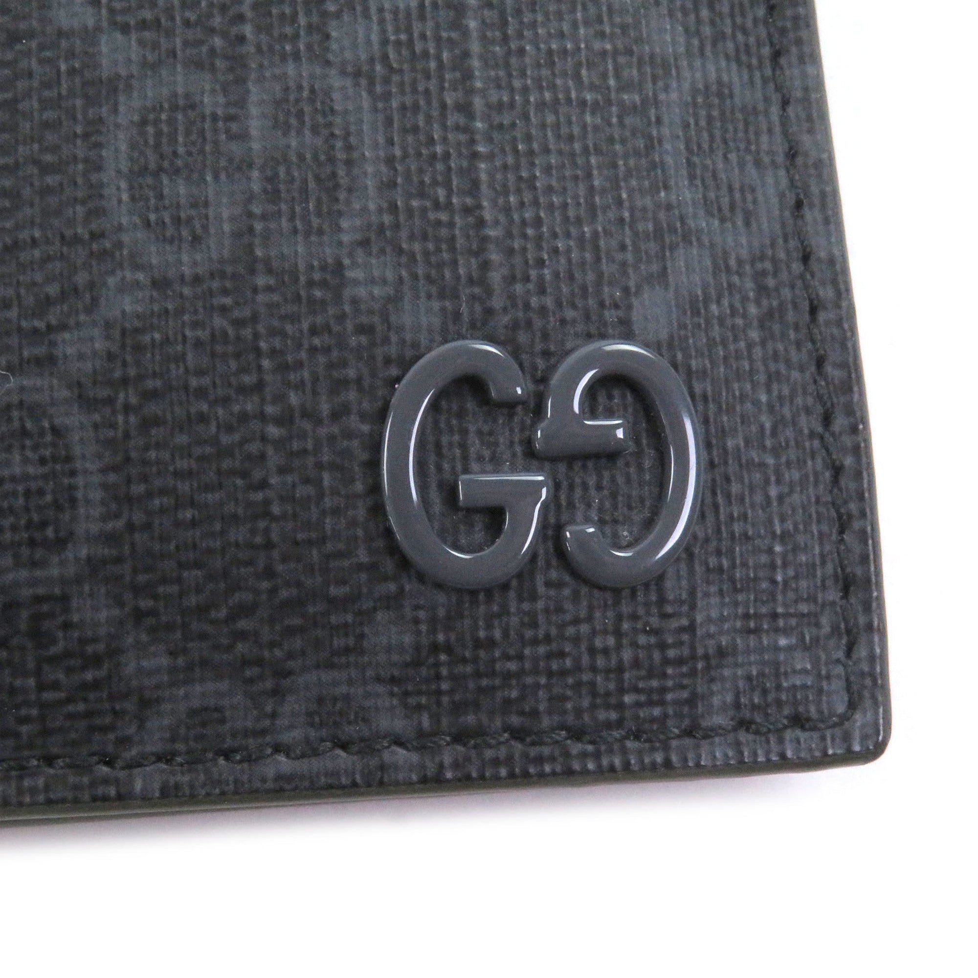 Gucci Gray Khaki Gg Canvas Leather Wallet (Bi-Fold) (Pre-Owned)