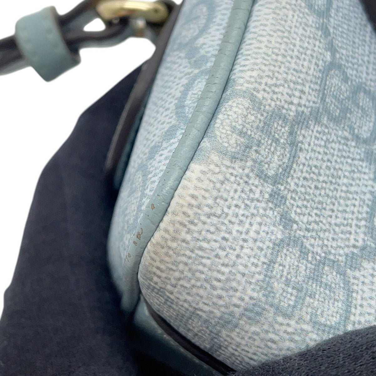 Gucci Light Blue Gg Supreme Leather Boston Bag Handbag Shoulder Bag (Pre-Owned)