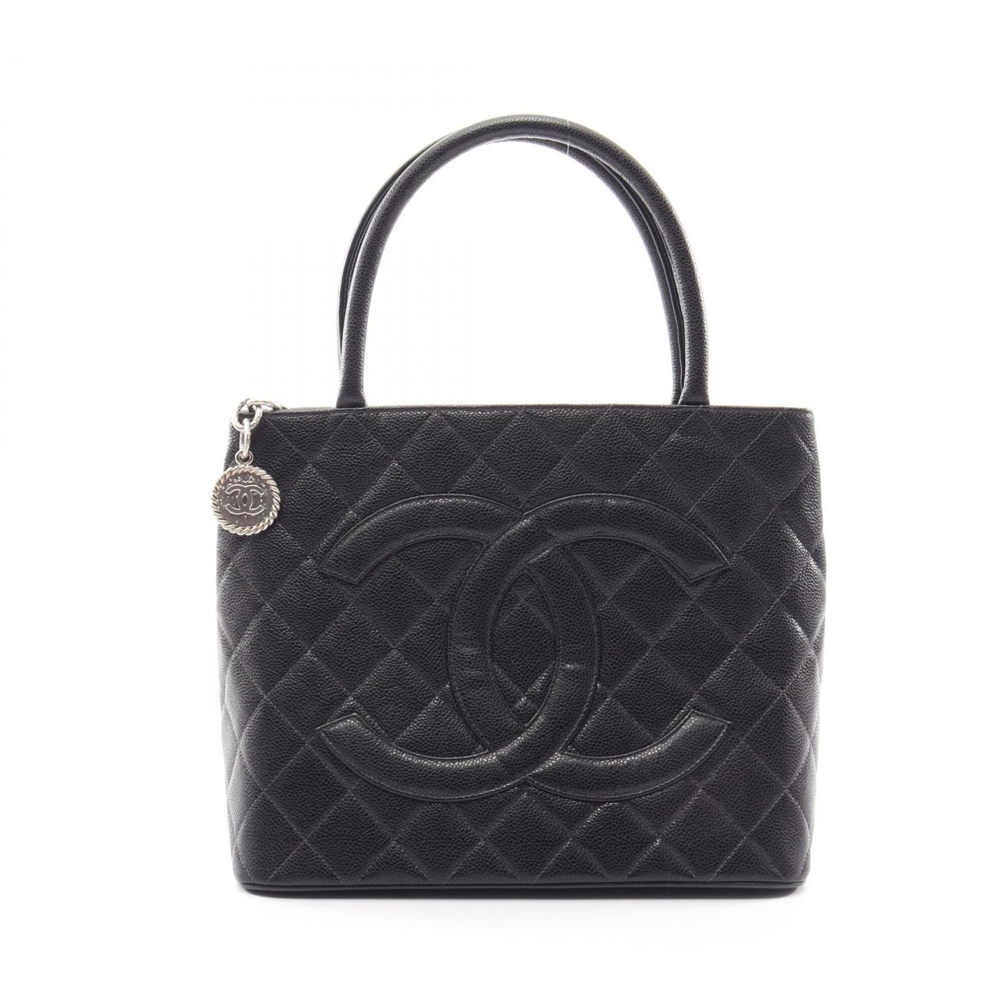 Chanel Black Grained Calfskin Handbag Tote Bag (Pre-Owned)