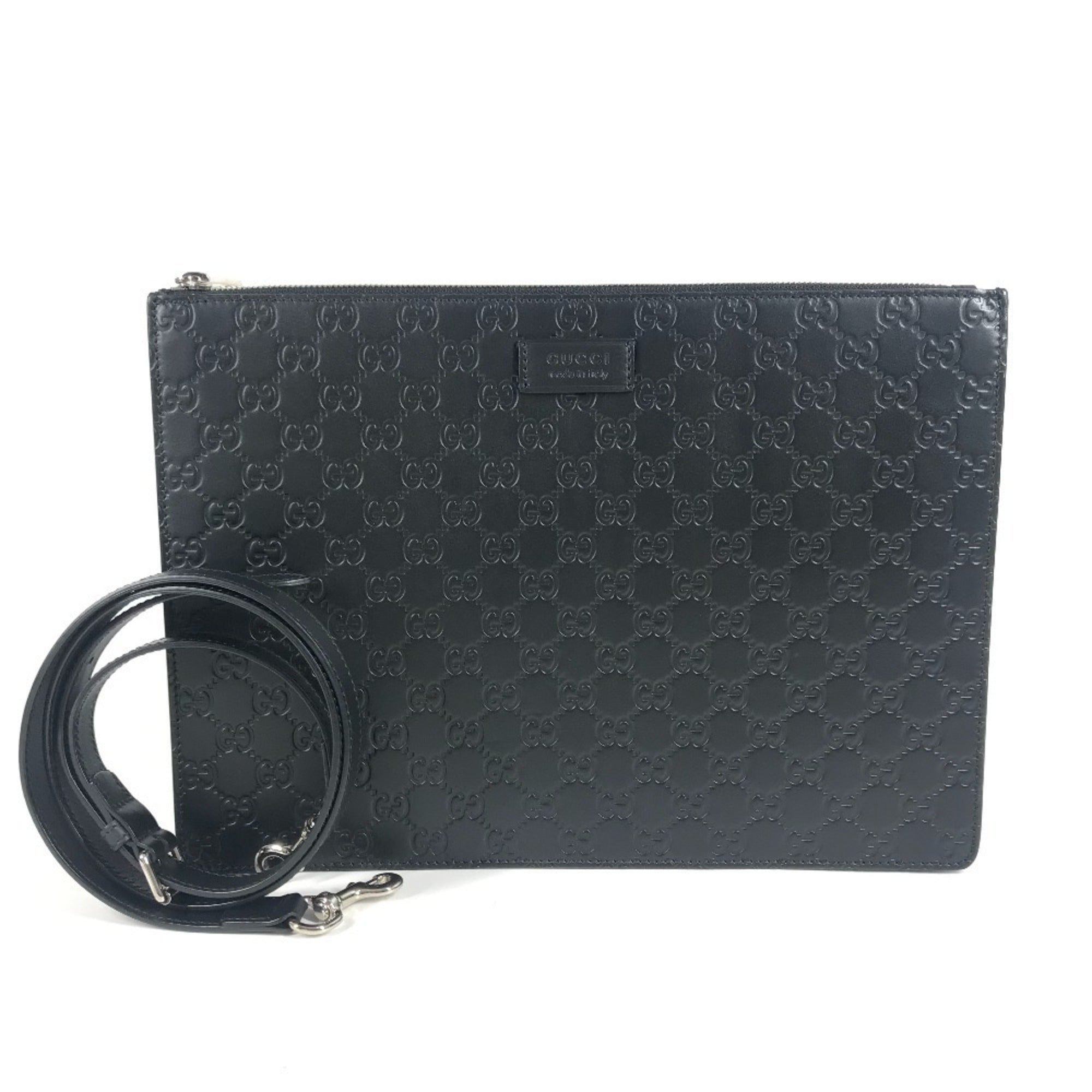 Gucci Black Leather Clutch Bag Shoulder Bag (Pre-Owned)