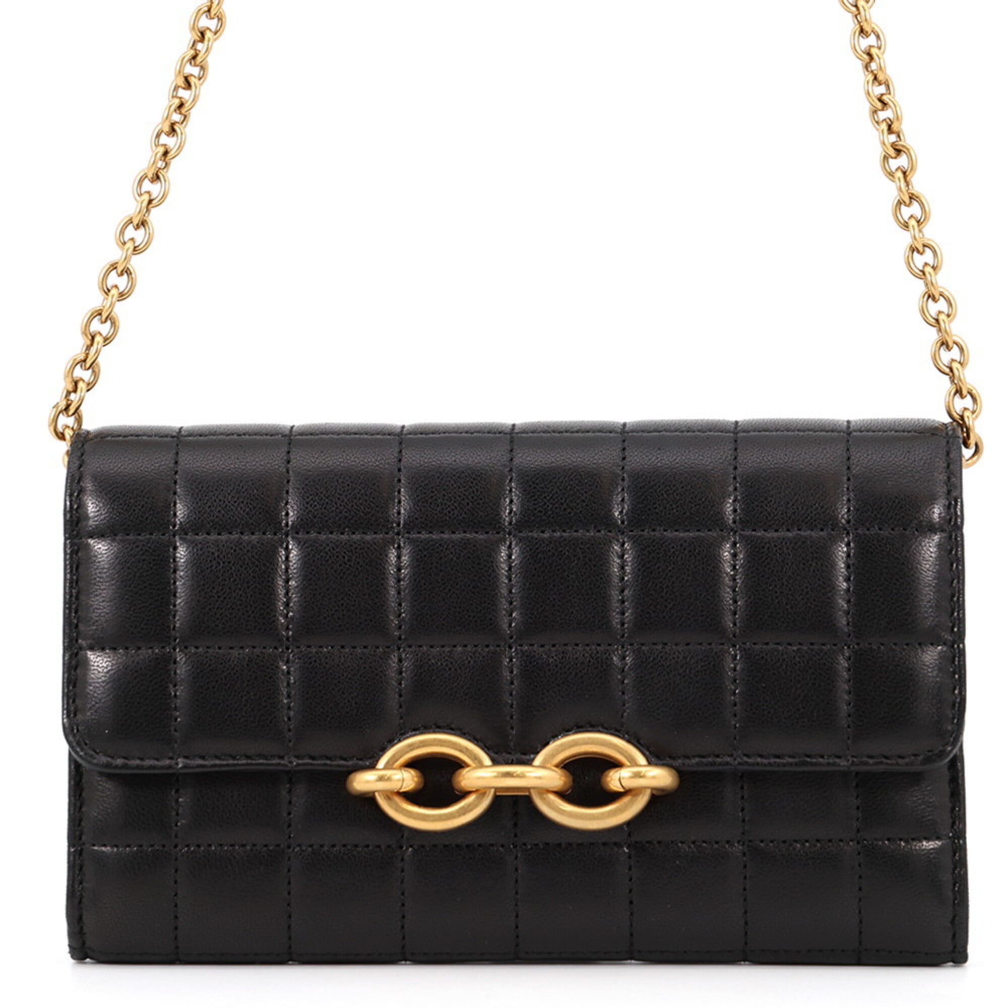 Yves Saint Laurent Black Leather Chain/Shoulder Wallet (Pre-Owned)