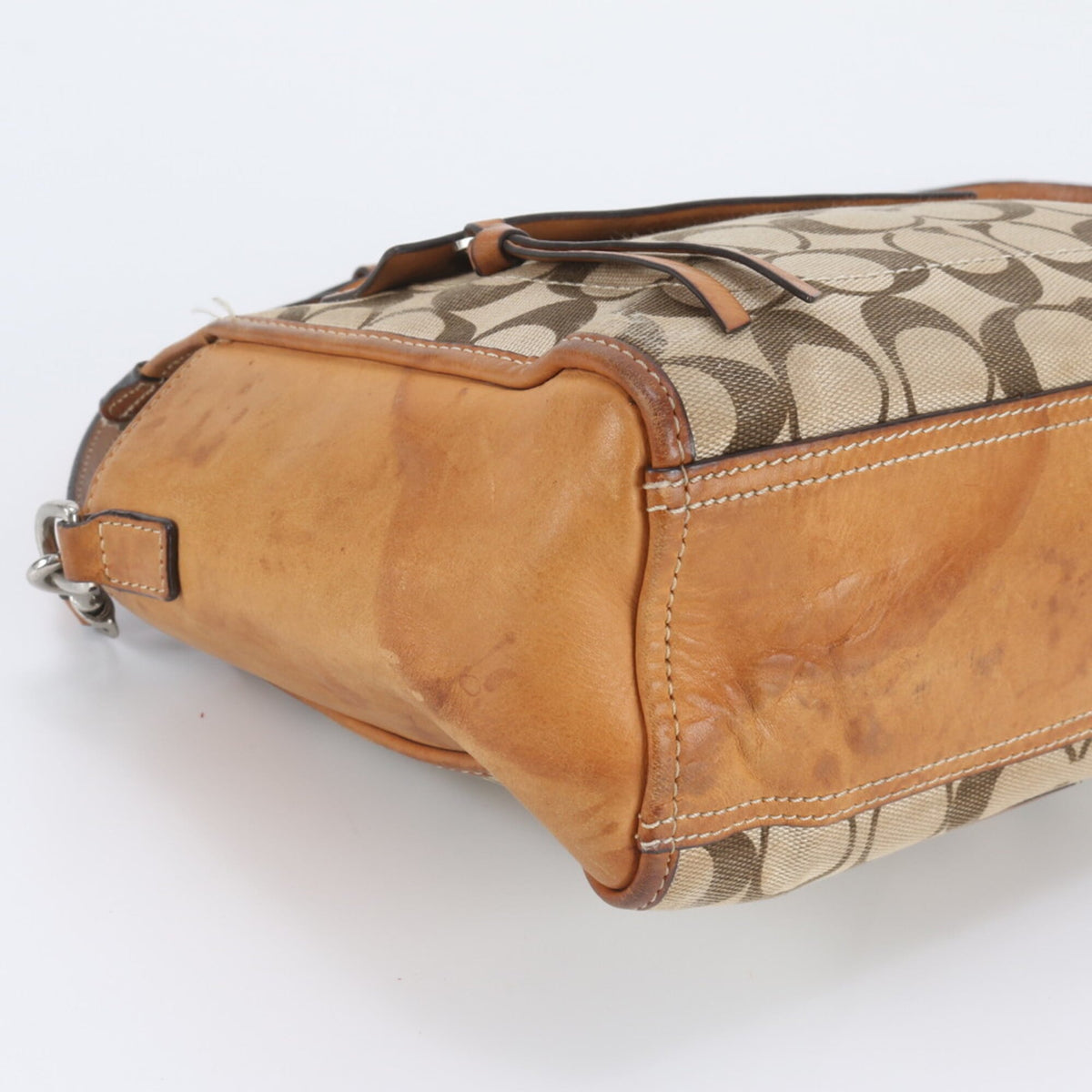Coach Brown Leather Canvas Handbag Shoulder Bag (Pre-Owned)
