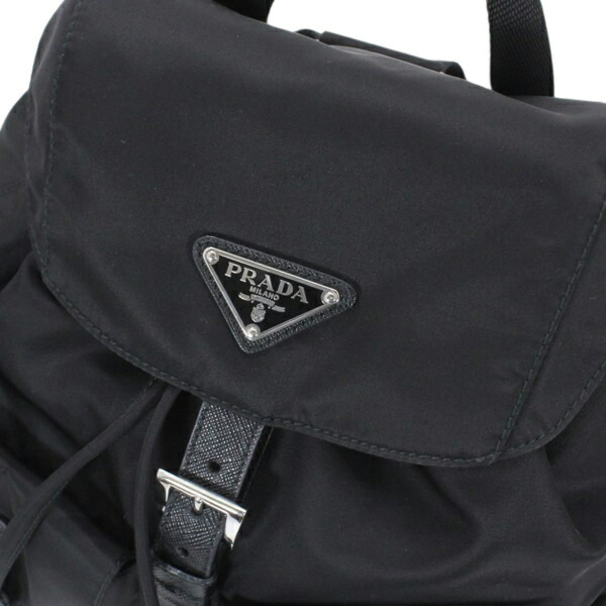 Prada Black Nero Nylon Leather Backpack (Pre-Owned)