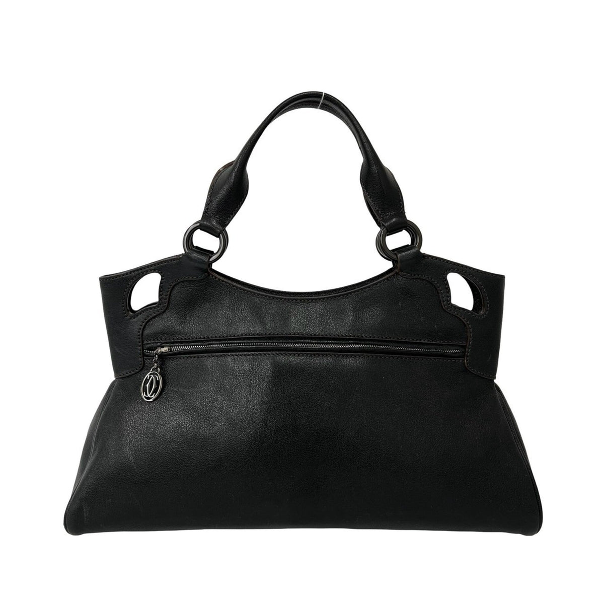 Cartier Black Leather Boston Bag Handbag Tote Bag (Pre-Owned)