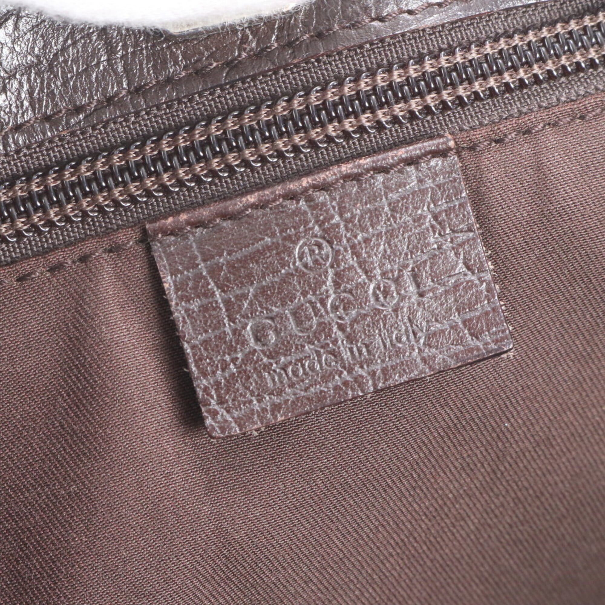Gucci Beige Brown Leather Coated Canvas Shoulder Bag Tote Bag (Pre-Owned)