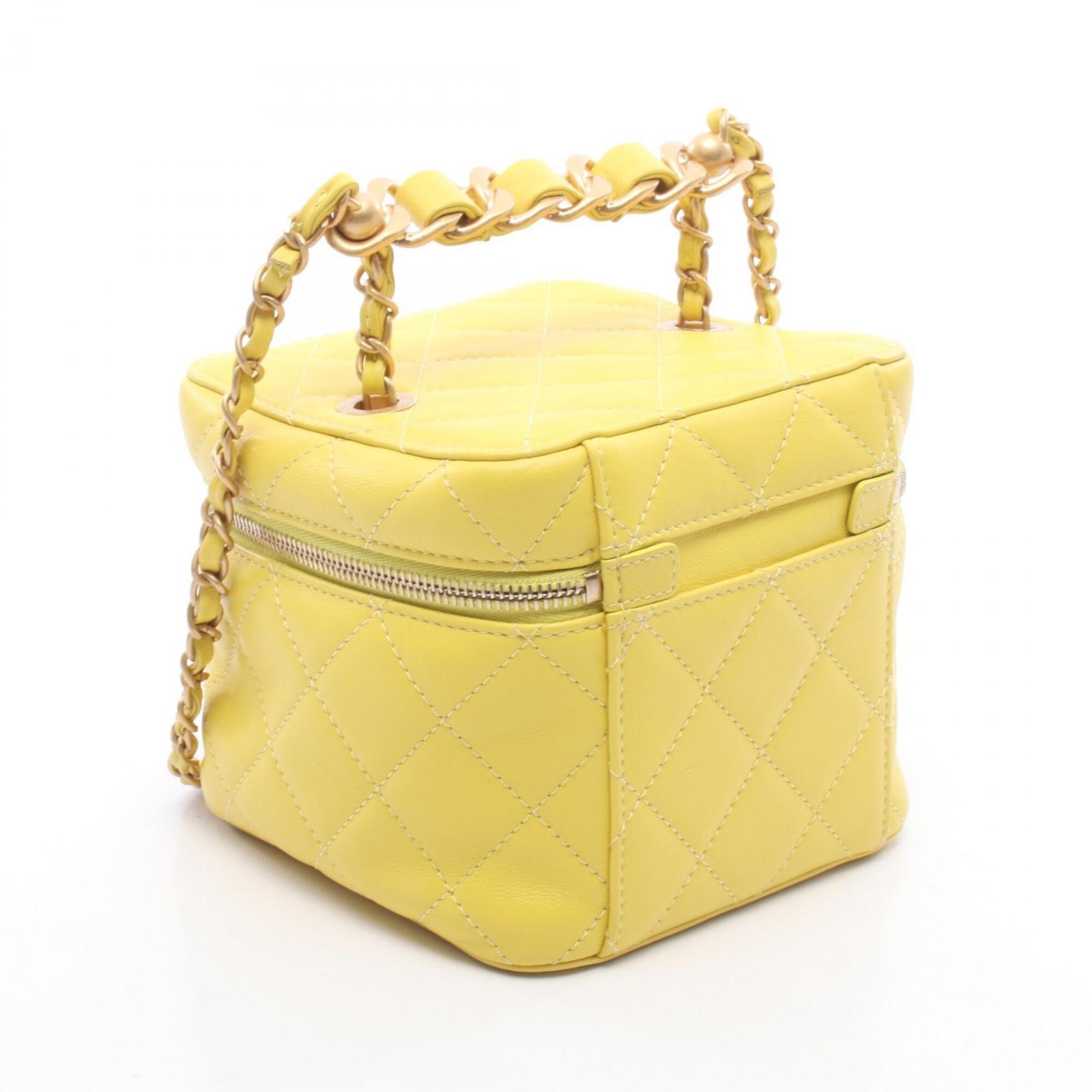 Chanel Yellow Leather Handbag Shoulder Bag (Pre-Owned)
