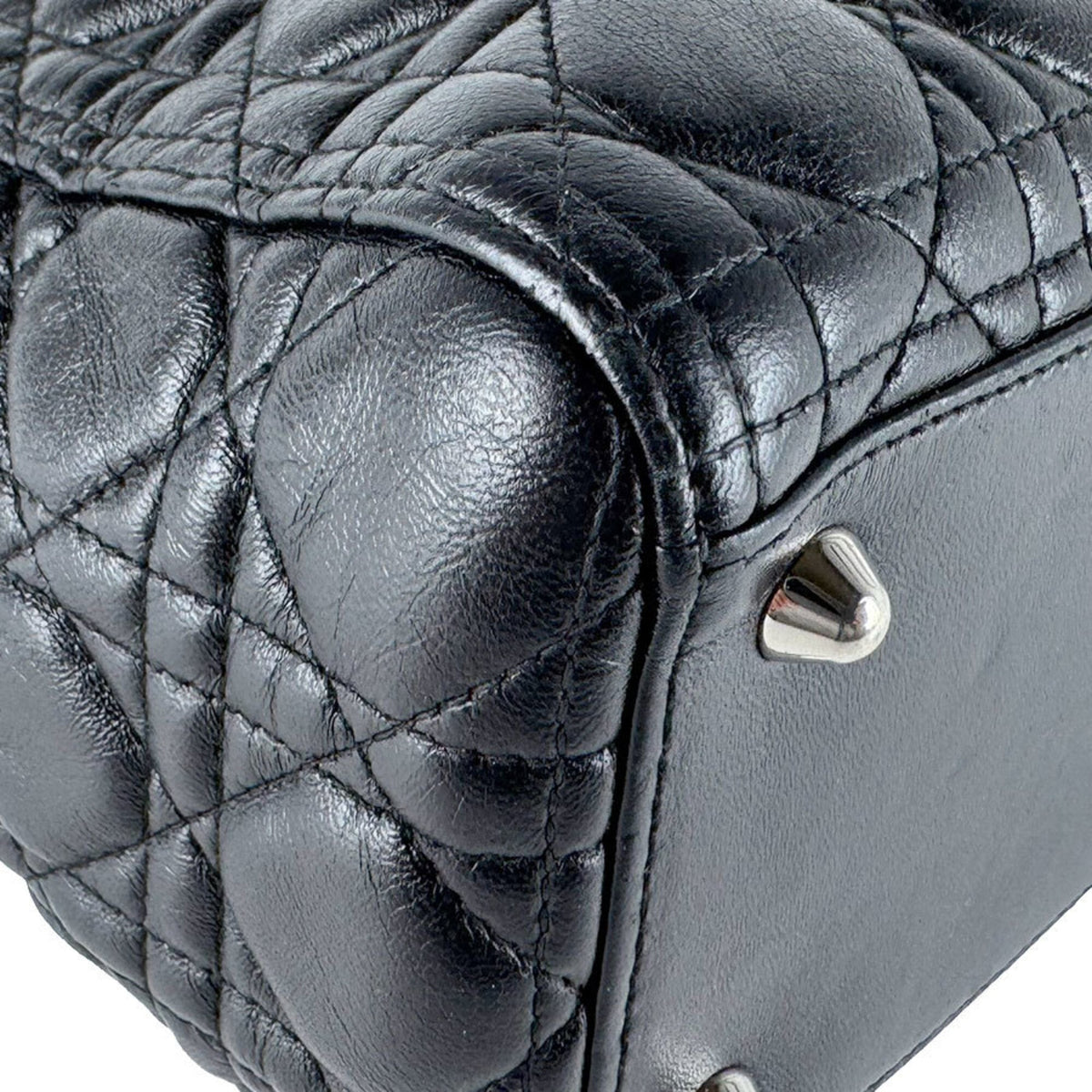 Christian Dior Black Leather Handbag Shoulder Bag (Pre-Owned)