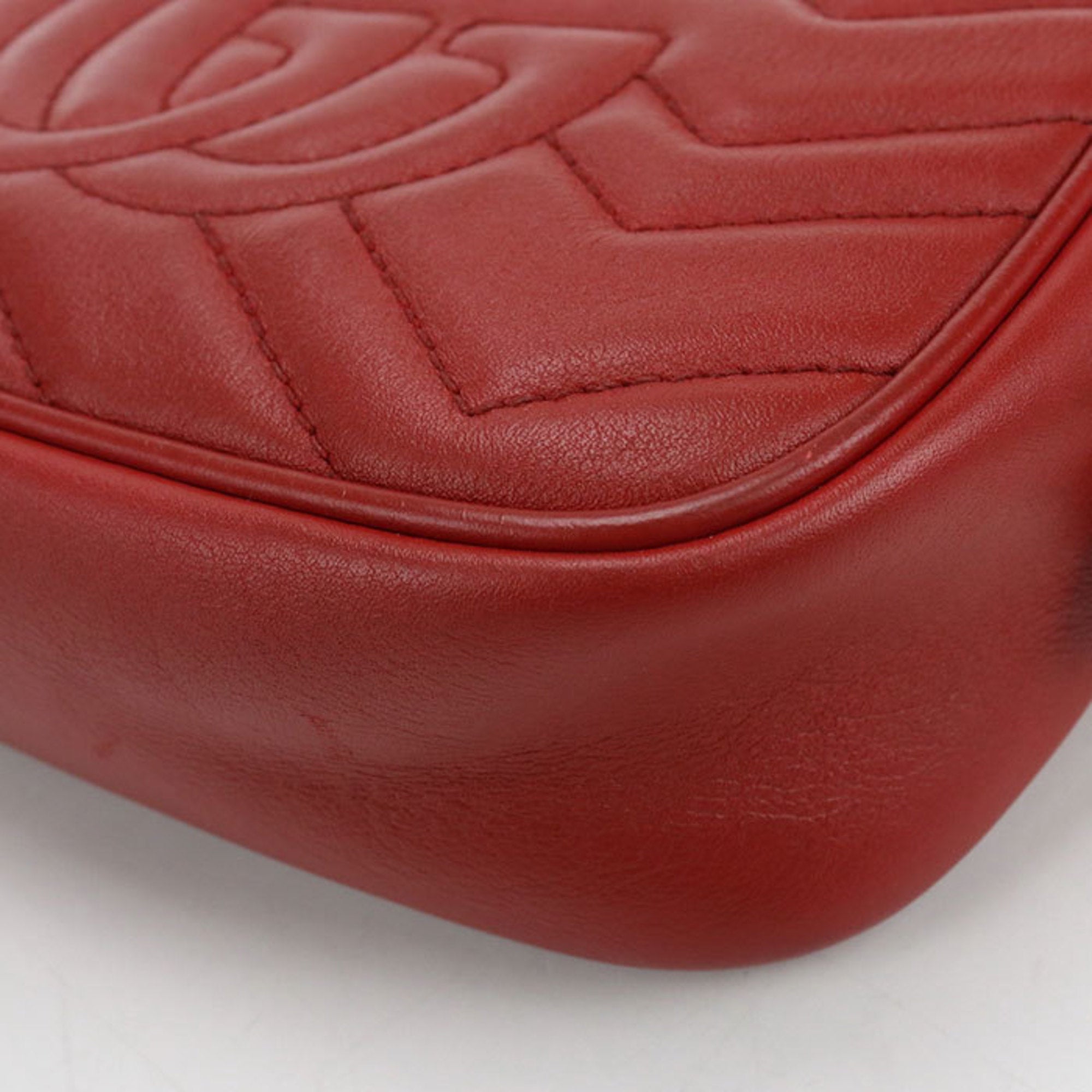Gucci Red Color Leather Shoulder Bag (Pre-Owned)