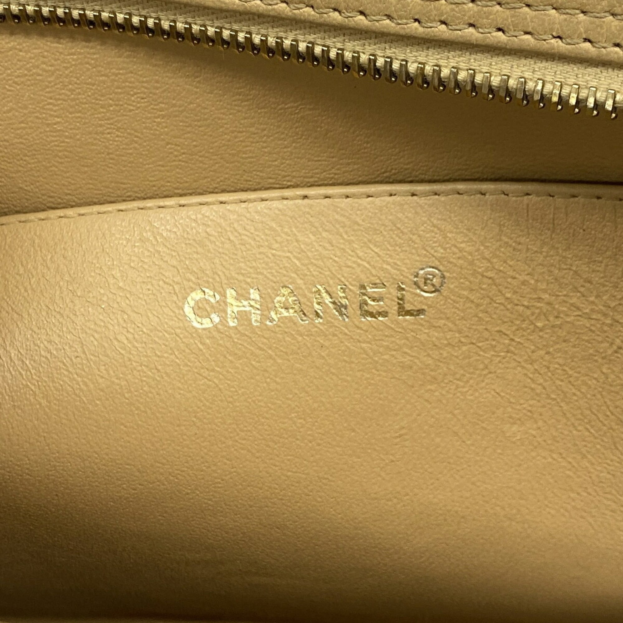Chanel Beige Brown Canvas Handbag (Pre-Owned)