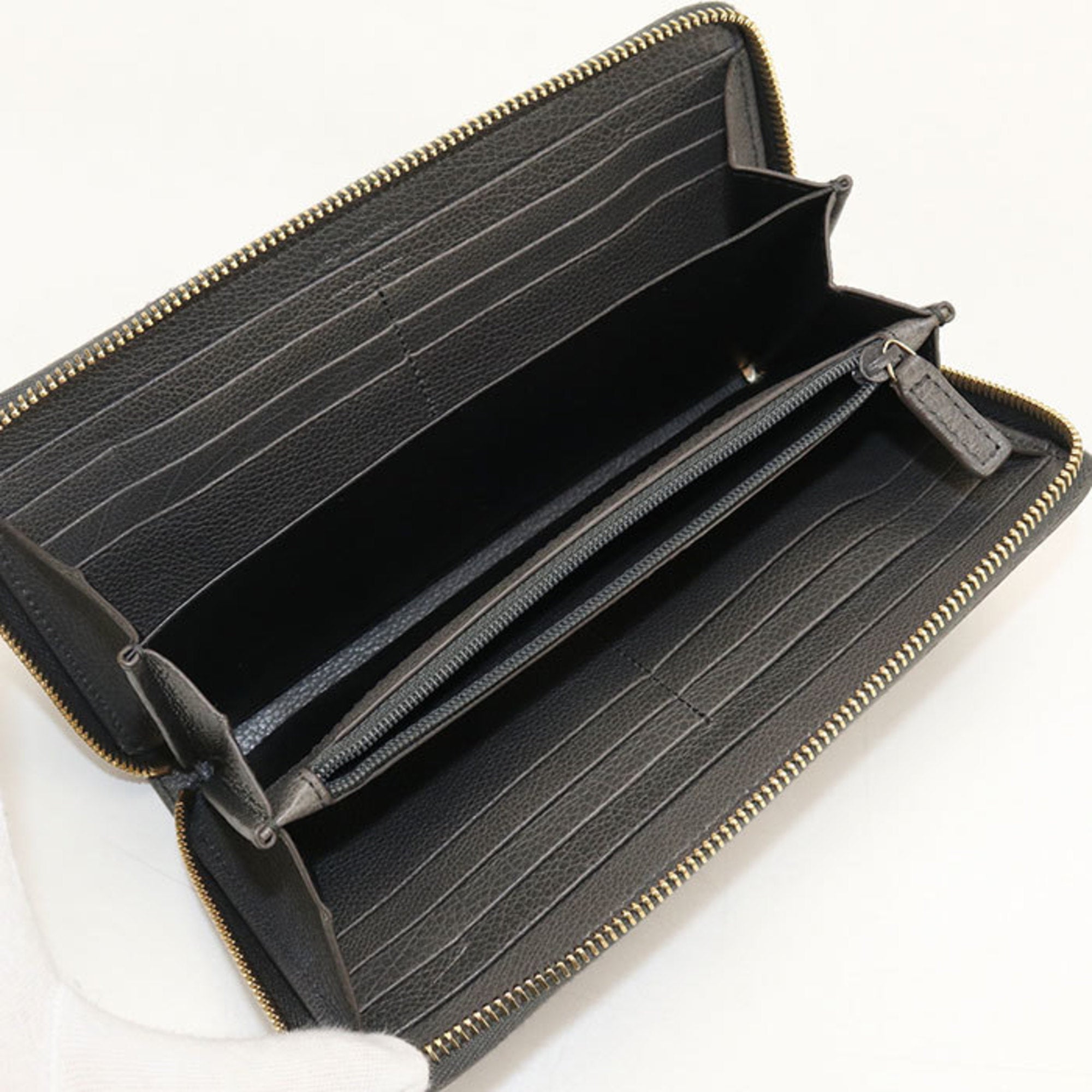 Saint Laurent Gray Leather Coin Purse/Coin Case (Pre-Owned)