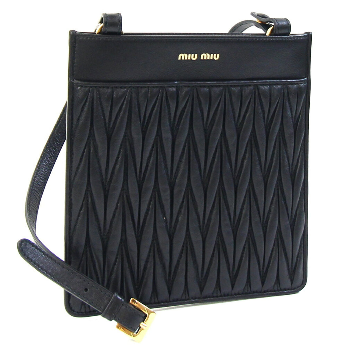 Miu Miu Matelasse Black Leather Pochette Shoulder Bag (Pre-Owned)