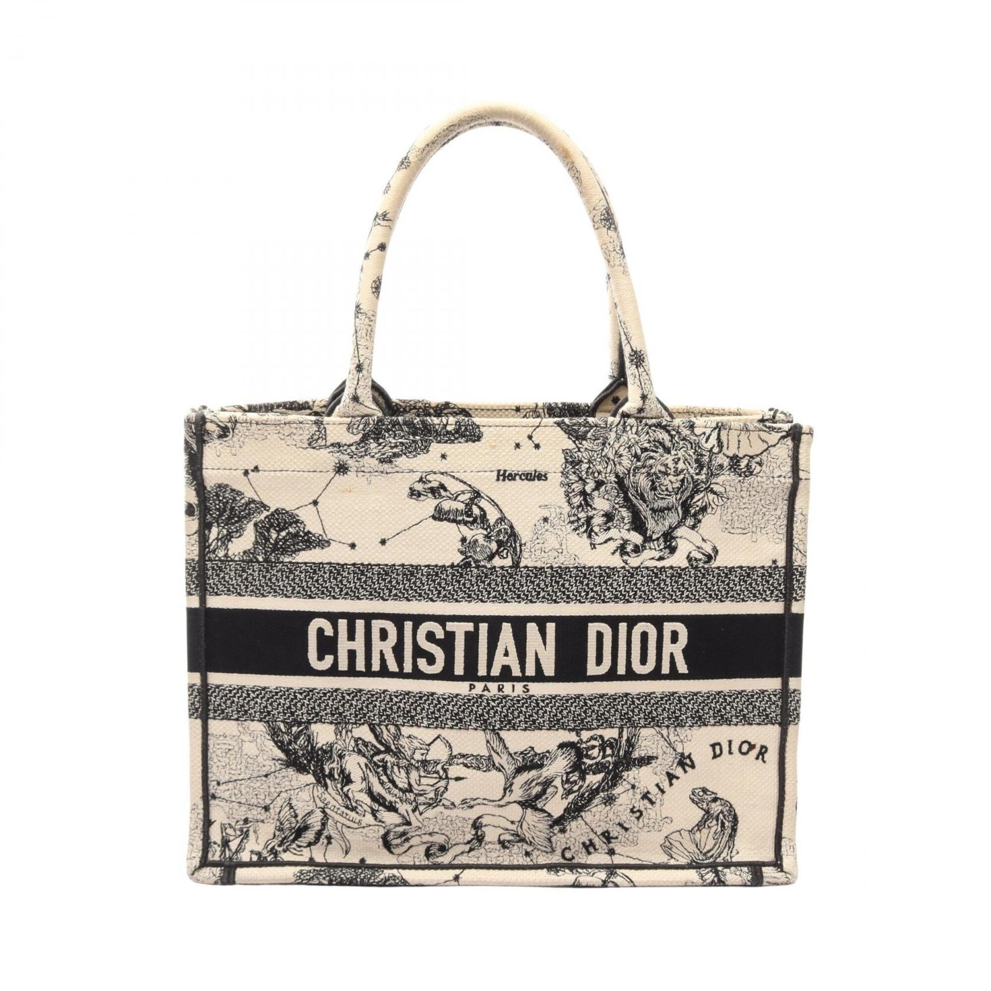 Christian Dior Black Ivory Canvas Handbag Tote Bag (Pre-Owned)