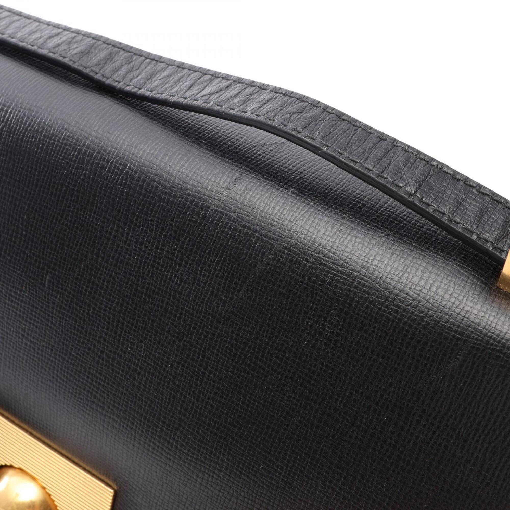 Bottega Veneta Black Leather Handbag Shoulder Bag (Pre-Owned)