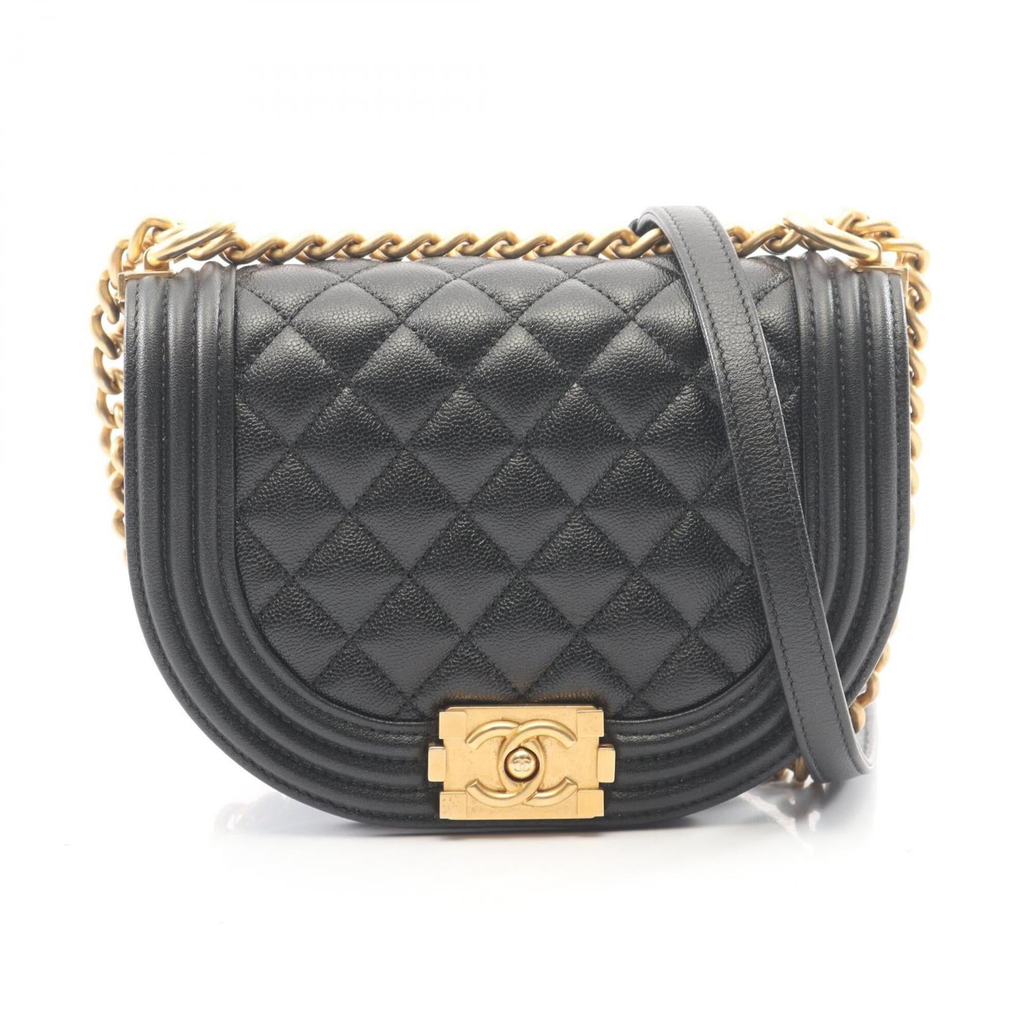 Chanel Black Grained Calfskin Handbag Shoulder Bag (Pre-Owned)