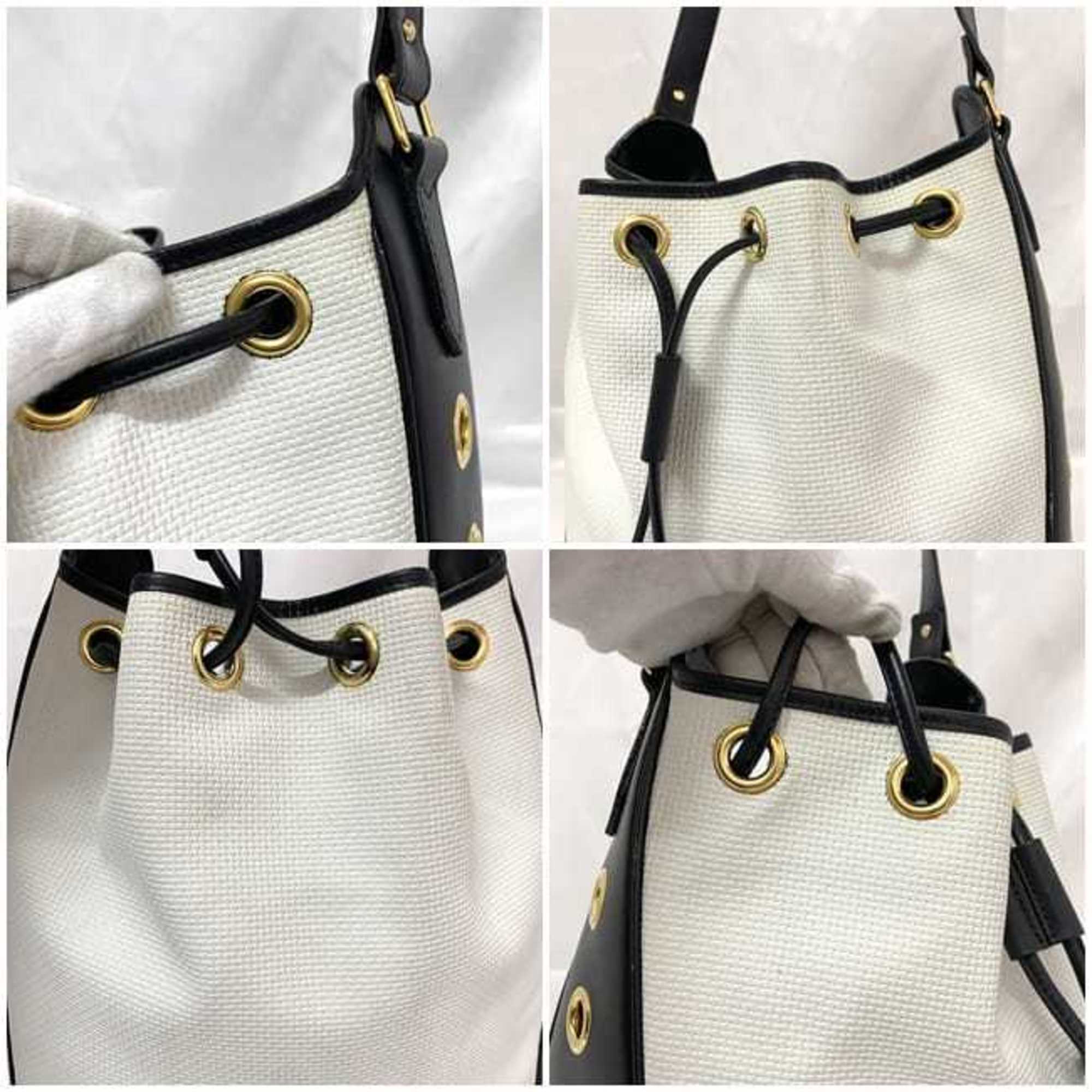 Yves Saint Laurent Navy White Pvc Leather Shoulder Bag (Pre-Owned)