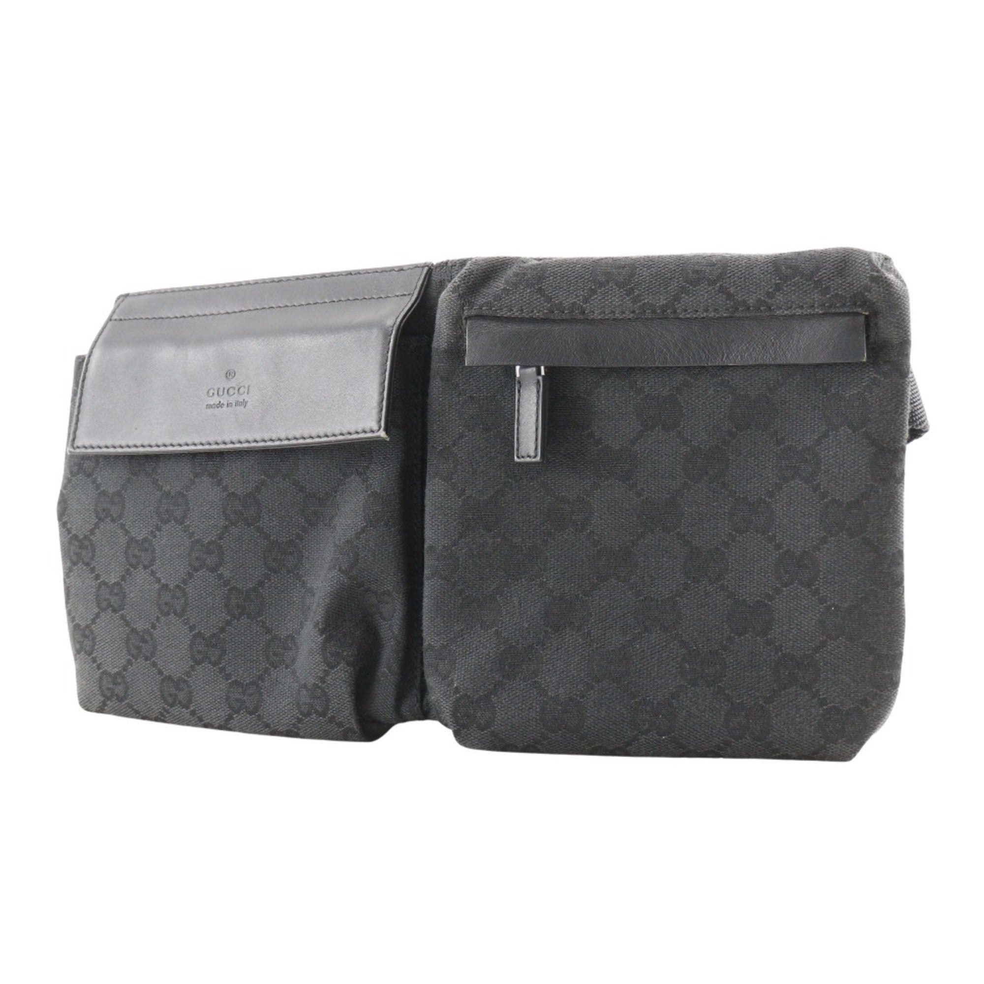 Gucci Black Gg Canvas Leather Sling Bag (Pre-Owned)