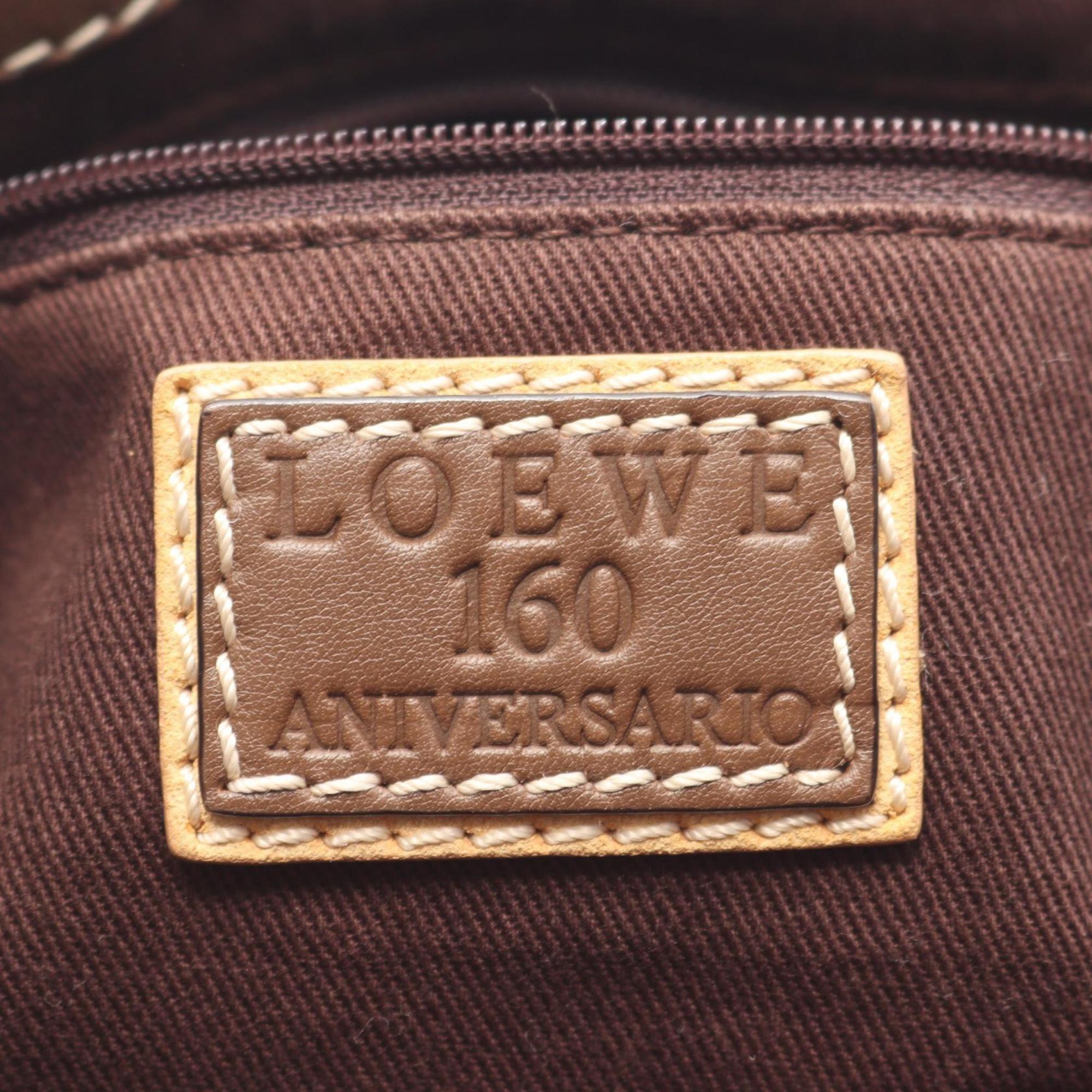 Loewe Brown Ivory Canvas Suede Leather Shoulder Bag (Pre-Owned)