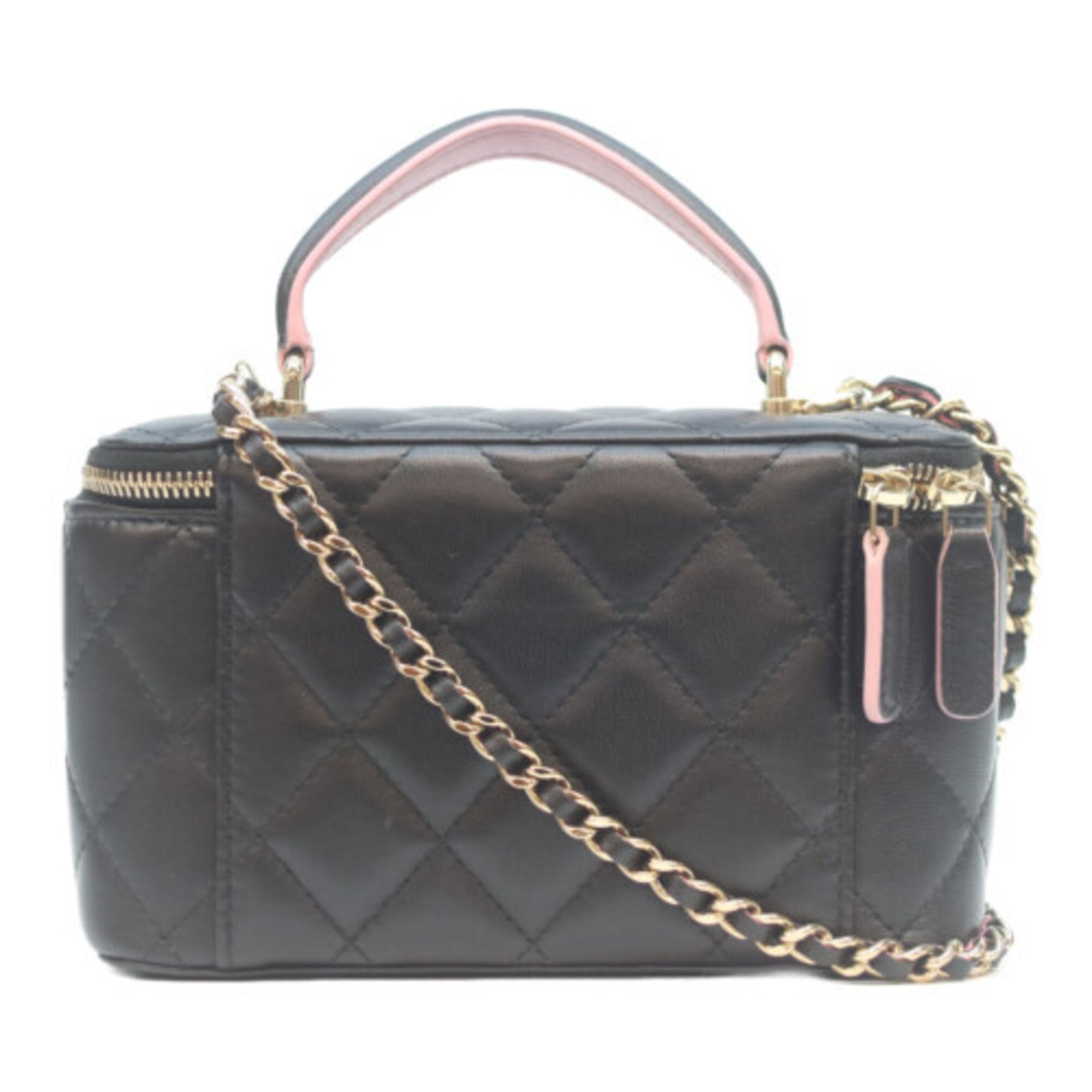Chanel Black Pink Leather Shoulder Bag Vanity Bag (Pre-Owned)