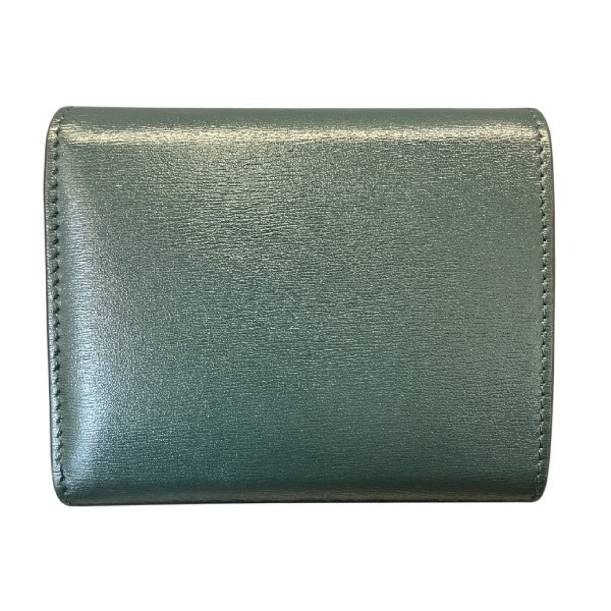 Celine Dark Green Leather Wallet (Tri-Fold) (Pre-Owned)