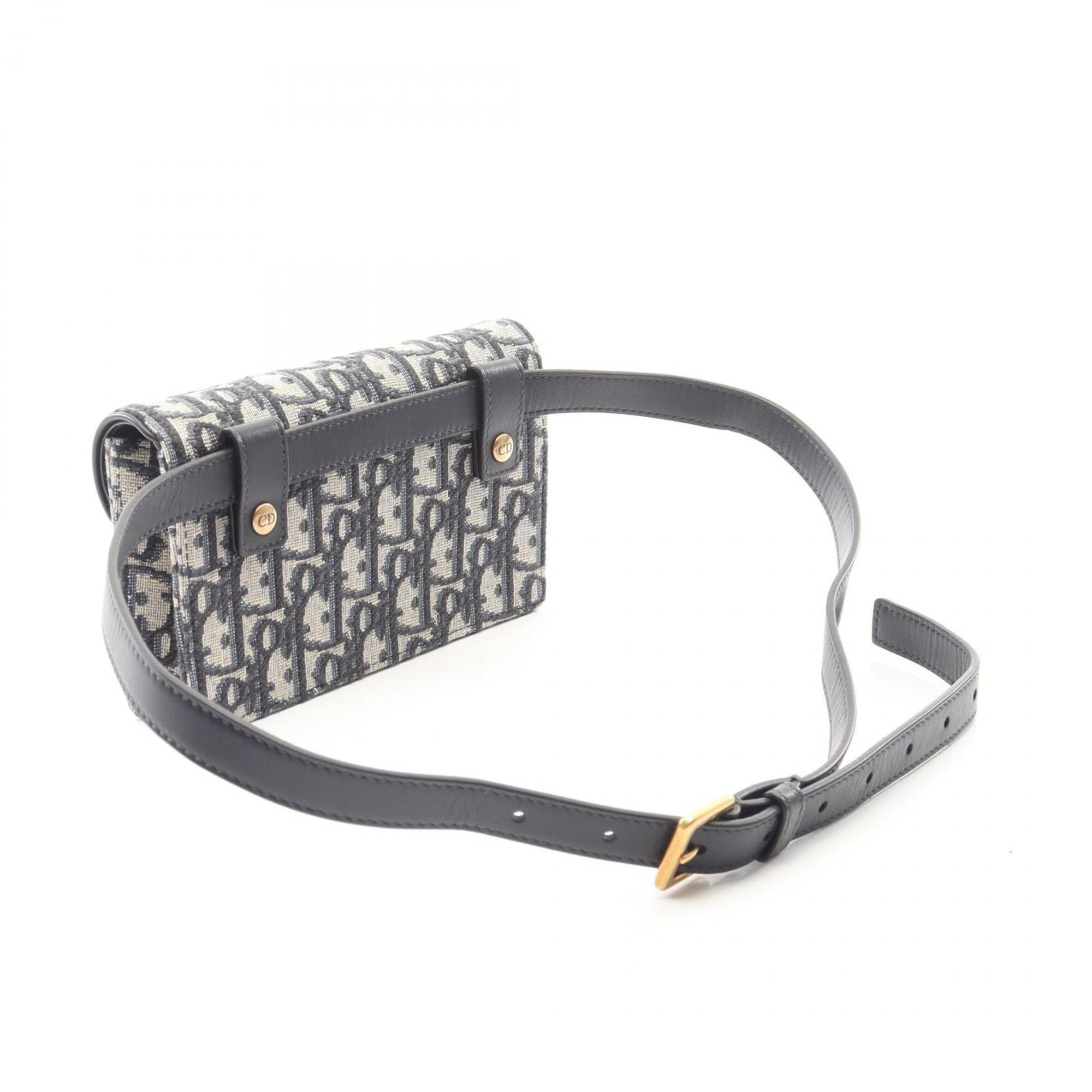 Christian Dior Beige Navy Canvas Leather Fanny Pack Handbag Saddle Bag (Pre-Owned)