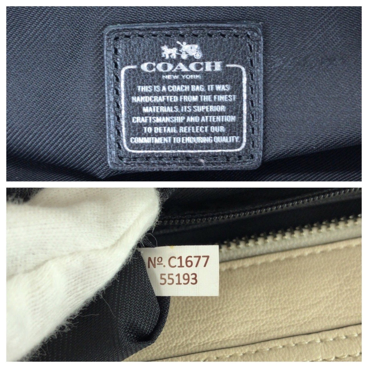 Coach Black White Leather Handbag Shoulder Bag (Pre-Owned)