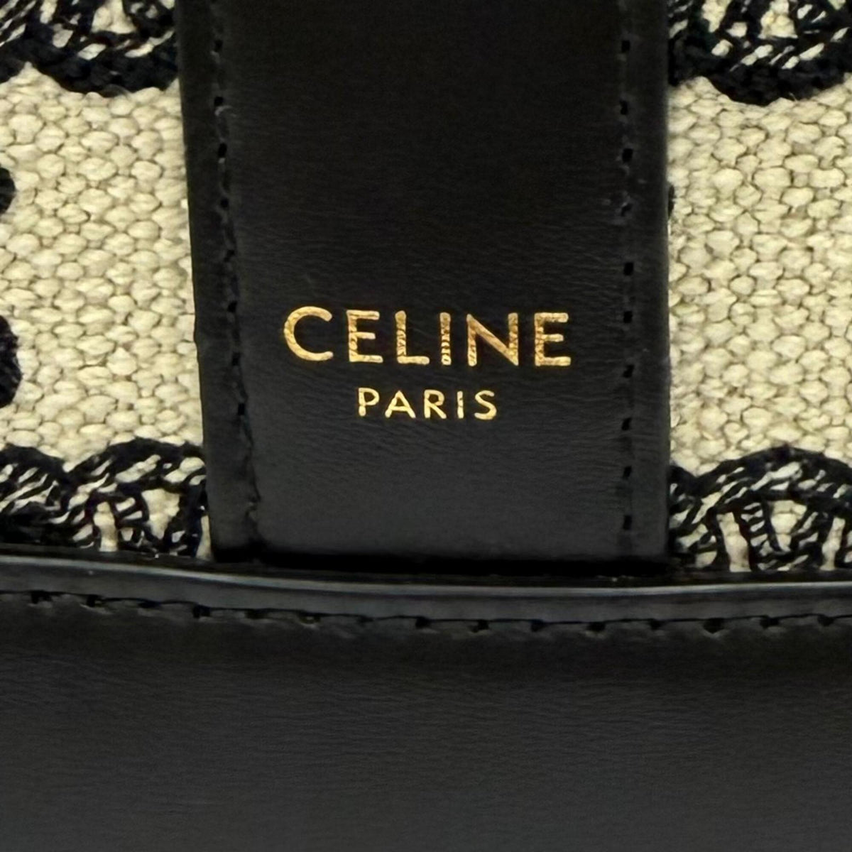 Celine Black Off-White Canvas Leather Shoulder Bag (Pre-Owned)
