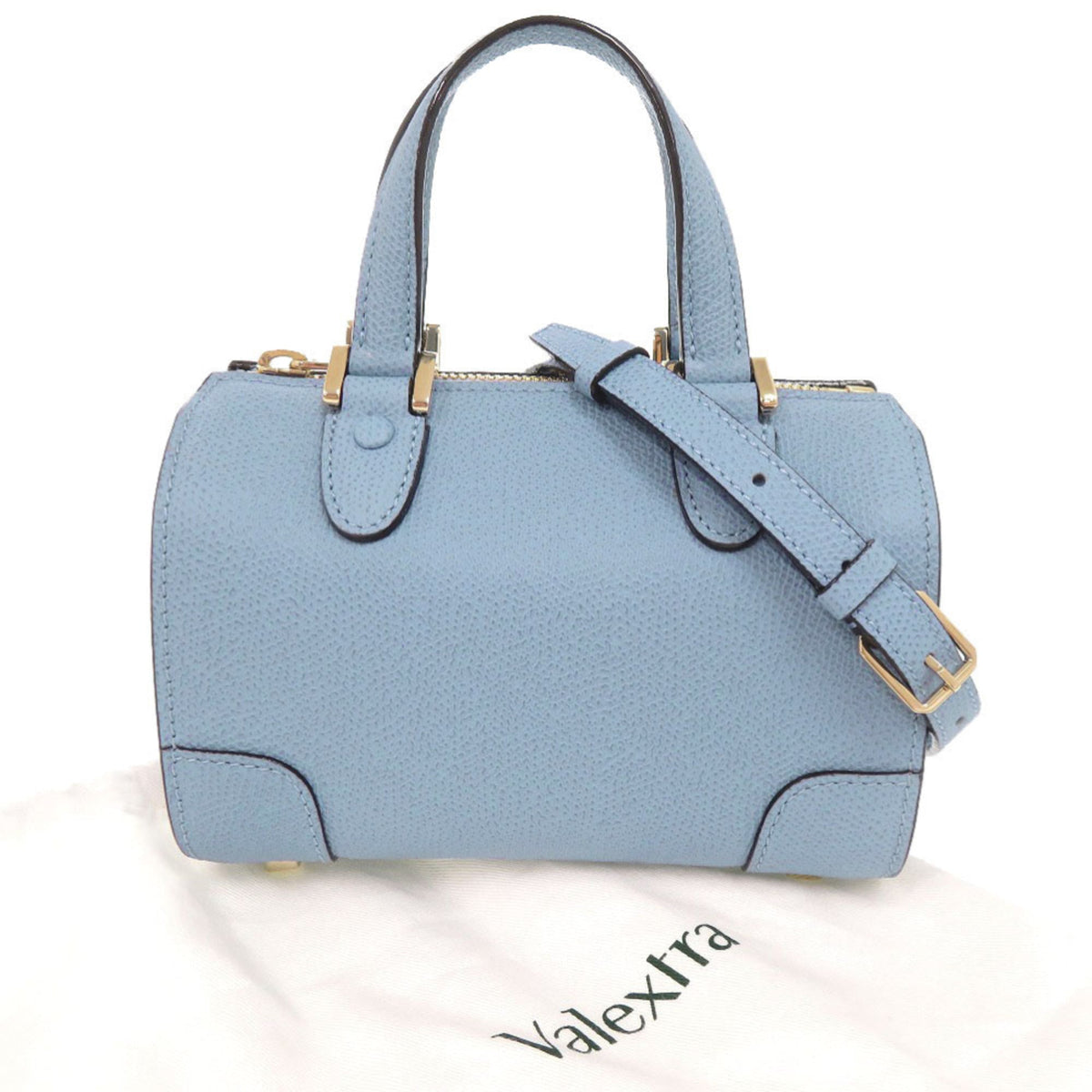 Valextra Blue Leather Handbag Shoulder Bag (Pre-Owned)