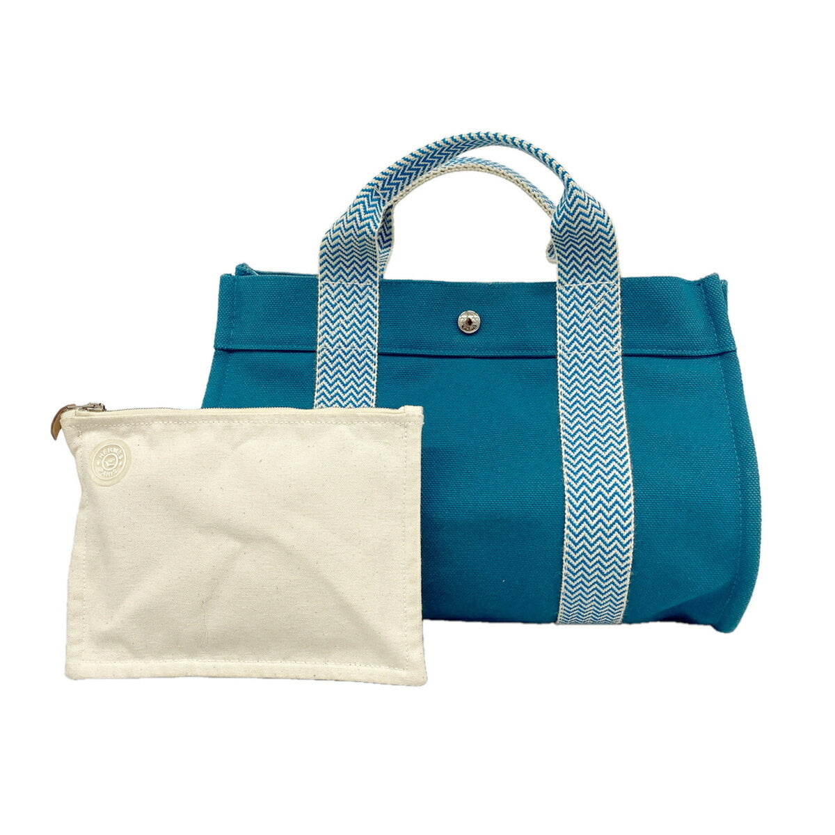 Hermes Blue Canvas Tote Bag (Pre-Owned)